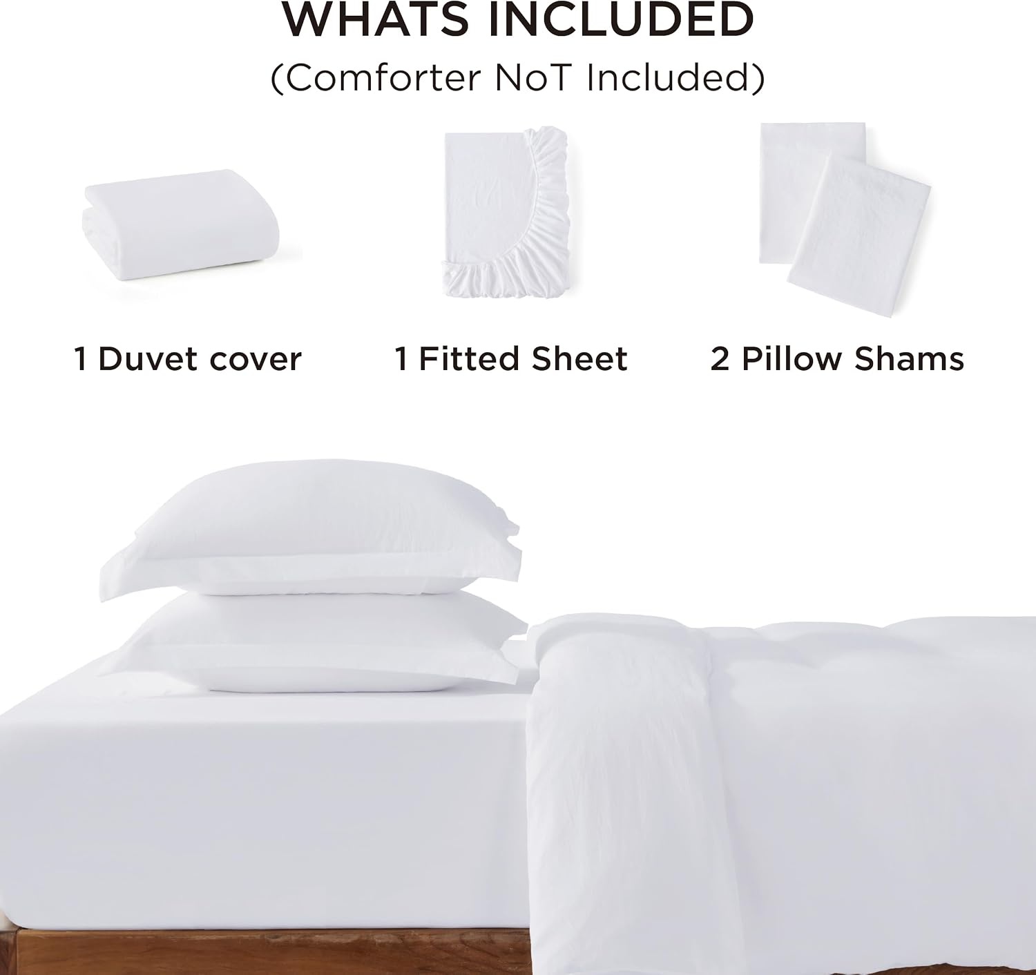 image:imageBedsure White Duvet Cover Queen Size 3 Pieces Prewashed CottonLike Polyester Extra Soft Bedding Set Includes 1 Duvet Cover 90x90 Inches with Zipper Closure amp 2 Pillow Shams Comforter Not Included02 Bright White No Comforter