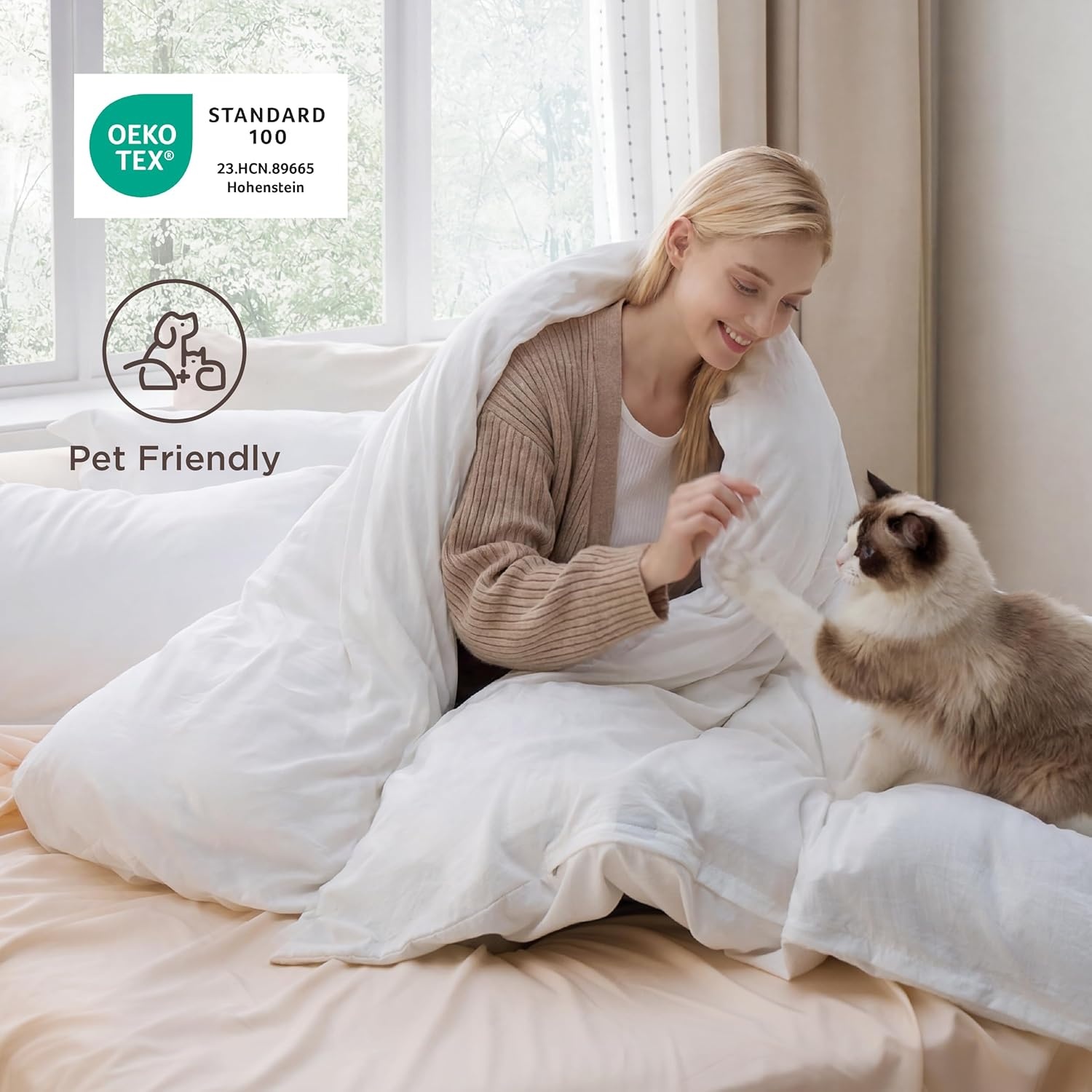 image:imageBedsure White Duvet Cover Queen Size 3 Pieces Prewashed CottonLike Polyester Extra Soft Bedding Set Includes 1 Duvet Cover 90x90 Inches with Zipper Closure amp 2 Pillow Shams Comforter Not Included00 White No Comforter