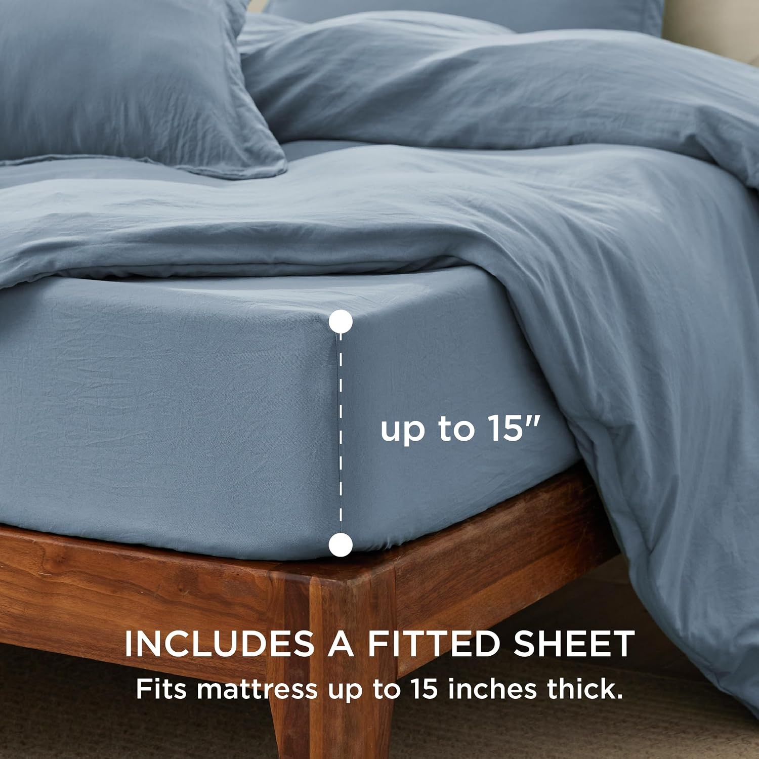 image:imageBedsure White Duvet Cover Queen Size 3 Pieces Prewashed CottonLike Polyester Extra Soft Bedding Set Includes 1 Duvet Cover 90x90 Inches with Zipper Closure amp 2 Pillow Shams Comforter Not Included05 Mineral Blue No Comforter