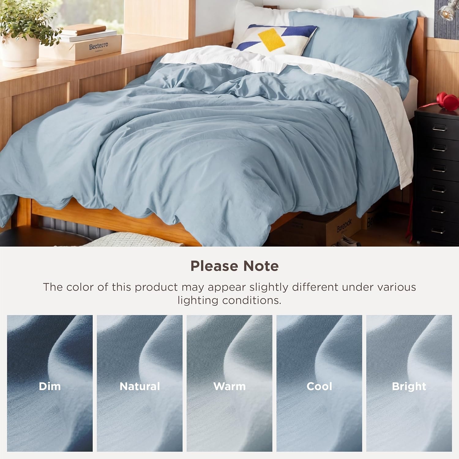 image:imageBedsure White Duvet Cover Queen Size 3 Pieces Prewashed CottonLike Polyester Extra Soft Bedding Set Includes 1 Duvet Cover 90x90 Inches with Zipper Closure amp 2 Pillow Shams Comforter Not Included05 Celestial Blue No Comforter