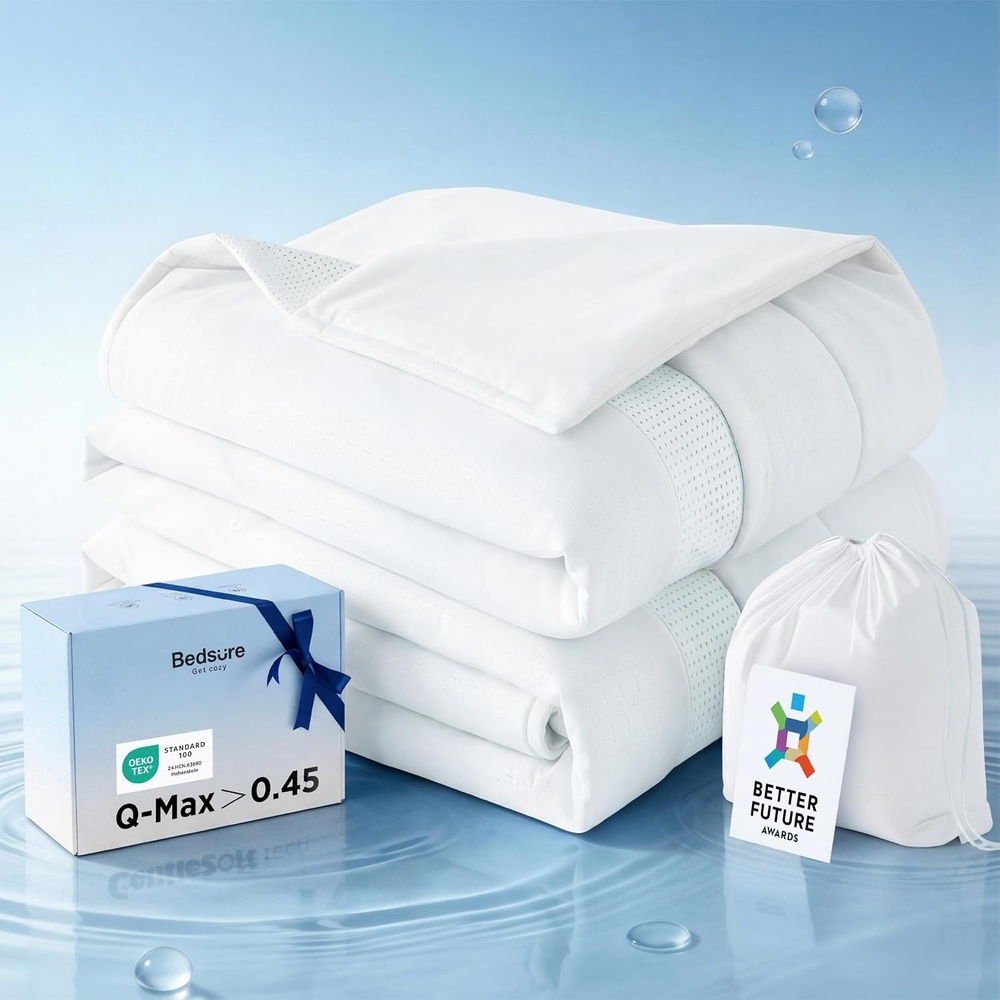 image:imageBedsure CoolOxy Cooling Comforter King Size 4X Breathable amp QMaxgt045 Summer Comforter Cooling Blankets for Hot Sleepers Bedding for Night Sweats Lightweight Duvet Grey 102x90 InchesWhite