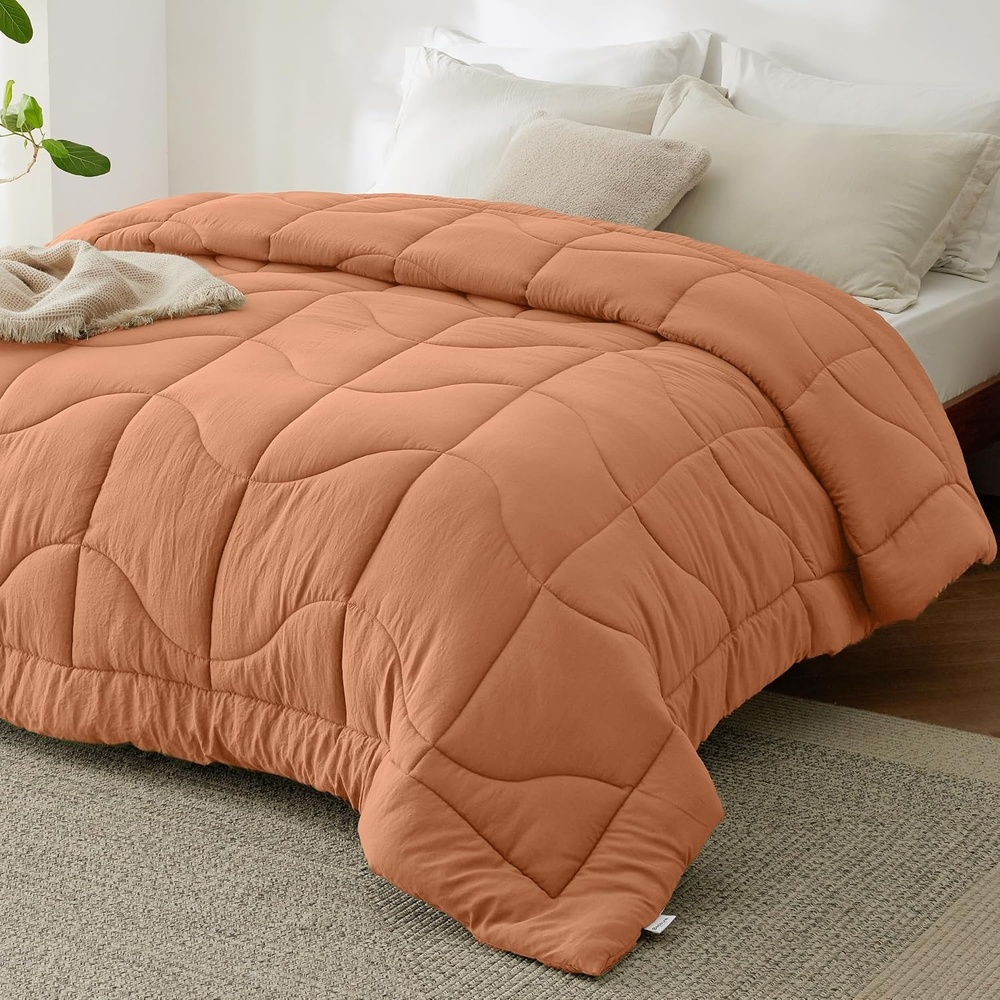 image:imageBedsure Queen Comforter Comforters Queen Size for All Season UltraSoft Down Alternative amp Prewashed Duvet Insert with 4 Tabs Machine Washable White 88x88 InchesBurnt Orange