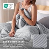 Bedsure Duvet Insert Queen Size – Lightweight Comforter, Quilted Cooling Duvet Insert, Down Alternative Summer Comforter with 8 Tabs, Ultra Soft, Striped, Machine Washable, Queen, White, 88×88 inches(Light Grey)
