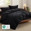 Bedsure White Duvet Cover Queen Size – 3 Pieces Prewashed Cotton-Like Polyester Extra Soft Bedding Set, Includes 1 Duvet Cover 90×90 Inches with Zipper Closure & 2 Pillow Shams, Comforter Not Included(07 – Black (No Comforter))