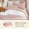 Bedsure White Duvet Cover Queen Size – 3 Pieces Prewashed Cotton-Like Polyester Extra Soft Bedding Set, Includes 1 Duvet Cover 90×90 Inches with Zipper Closure & 2 Pillow Shams, Comforter Not Included(01 – Rose Pink (No Comforter))