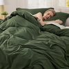 Bedsure White Duvet Cover Queen Size – 3 Pieces Prewashed Cotton-Like Polyester Extra Soft Bedding Set, Includes 1 Duvet Cover 90×90 Inches with Zipper Closure & 2 Pillow Shams, Comforter Not Included(21 – Olive Green (No Comforter))