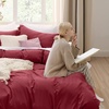 Bedsure White Duvet Cover Queen Size – 3 Pieces Prewashed Cotton-Like Polyester Extra Soft Bedding Set, Includes 1 Duvet Cover 90×90 Inches with Zipper Closure & 2 Pillow Shams, Comforter Not Included(22 – Red (No Comforter))
