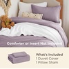 Bedsure White Duvet Cover Queen Size – 3 Pieces Prewashed Cotton-Like Polyester Extra Soft Bedding Set, Includes 1 Duvet Cover 90×90 Inches with Zipper Closure & 2 Pillow Shams, Comforter Not Included(06 – Lilac Purple (No Comforter))