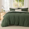 Bedsure White Duvet Cover Queen Size – 3 Pieces Prewashed Cotton-Like Polyester Extra Soft Bedding Set, Includes 1 Duvet Cover 90×90 Inches with Zipper Closure & 2 Pillow Shams, Comforter Not Included(21 – Olive Green (No Comforter))