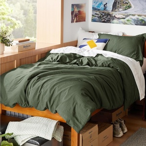 Bedsure White Duvet Cover Queen Size – 3 Pieces Prewashed Cotton-Like Polyester Extra Soft Bedding Set, Includes 1 Duvet Cover 90×90 Inches with Zipper Closure & 2 Pillow Shams, Comforter Not Included(01 – Olive Green (No Comforter))