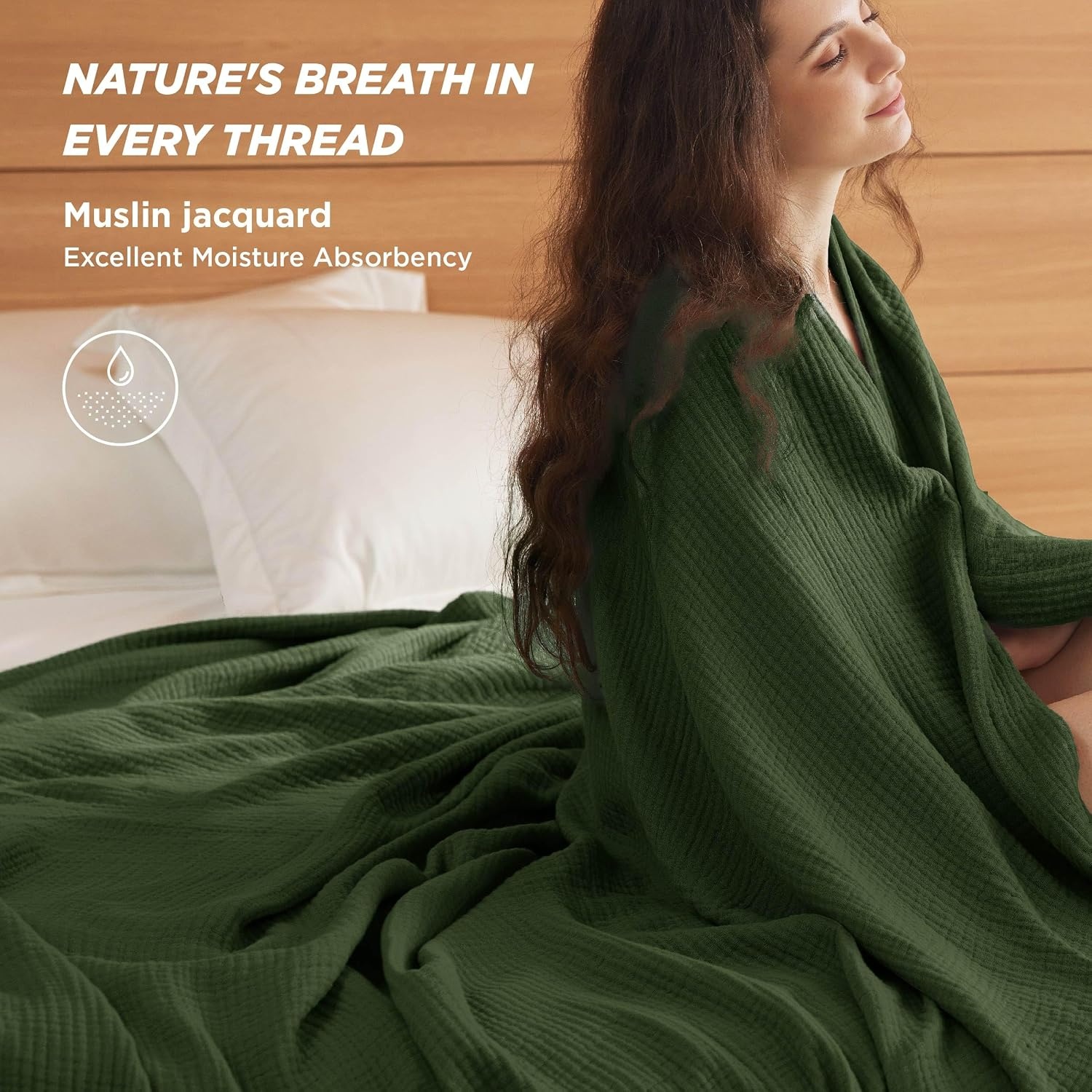 image:imageBedsure 100 Cotton Muslin Blanket Twin XL for Bed 4Layer Breathable and Lightweight Soft Gauze Muslin Blankets for Adults PureWoven Thin Summer Blanket for College Dorm Linen Beige 66x90 Inches01 Olive Green