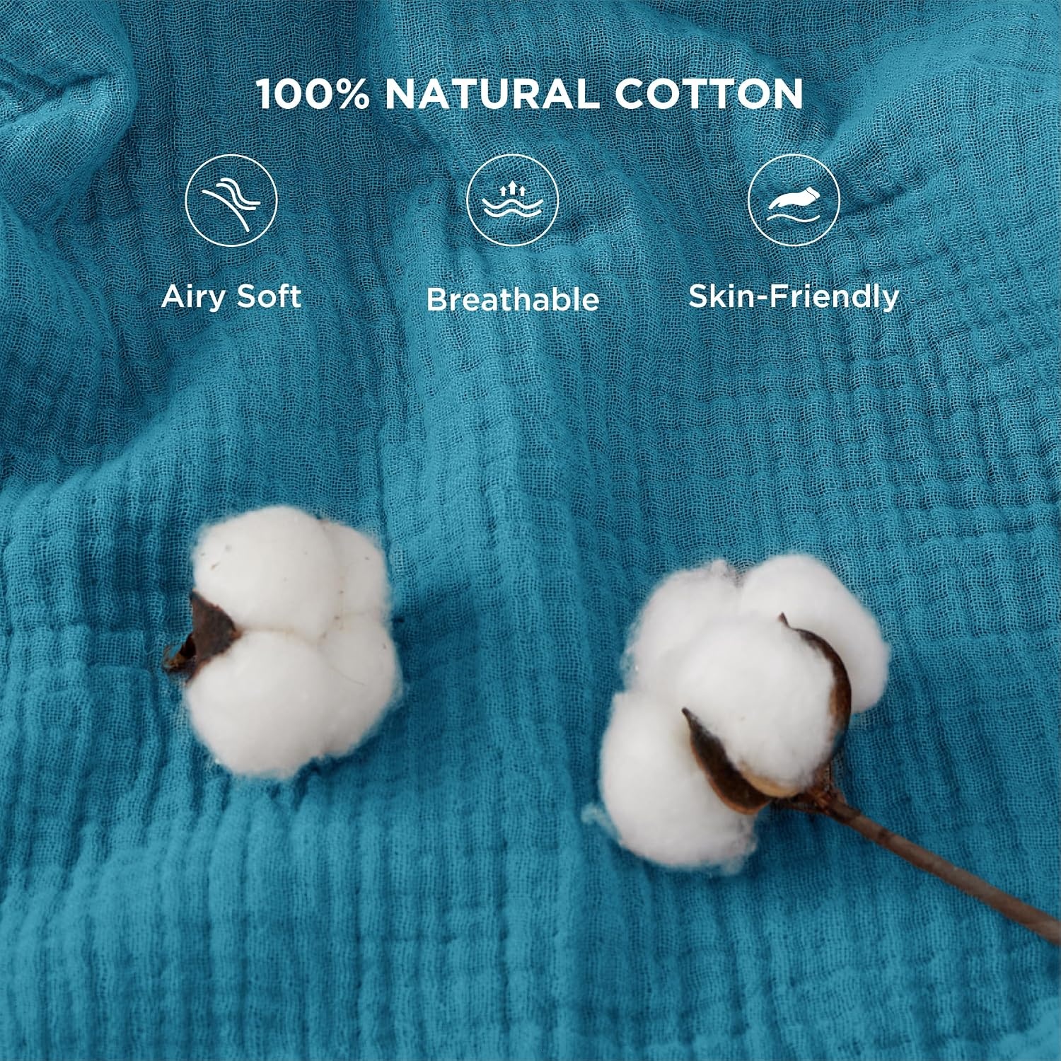 image:imageBedsure 100 Cotton Muslin Blanket Twin XL for Bed 4Layer Breathable and Lightweight Soft Gauze Muslin Blankets for Adults PureWoven Thin Summer Blanket for College Dorm Linen Beige 66x90 Inches01 Teal