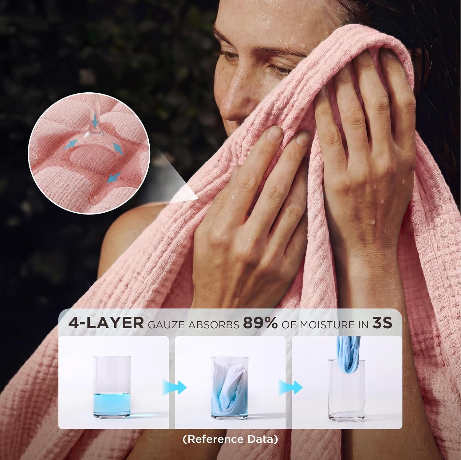 image:imageBedsure 100 Cotton Muslin Blanket Twin XL for Bed 4Layer Breathable and Lightweight Soft Gauze Muslin Blankets for Adults PureWoven Thin Summer Blanket for College Dorm Linen Beige 66x90 Inches05 Pink