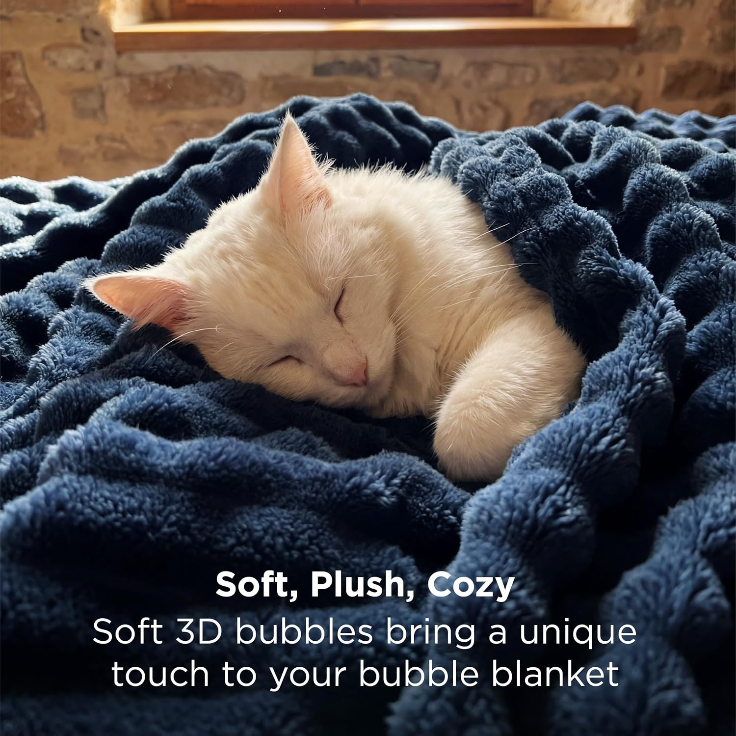 image:imageBedsure 3D Fleece Bubble Blankets for Couch Cute Pink Throw Blanket for Sofa Bedroom Decor Luxury Soft Cozy Pink Birthday Gifts for Women Girls Lightweight Light Pink 5060Navy Blue