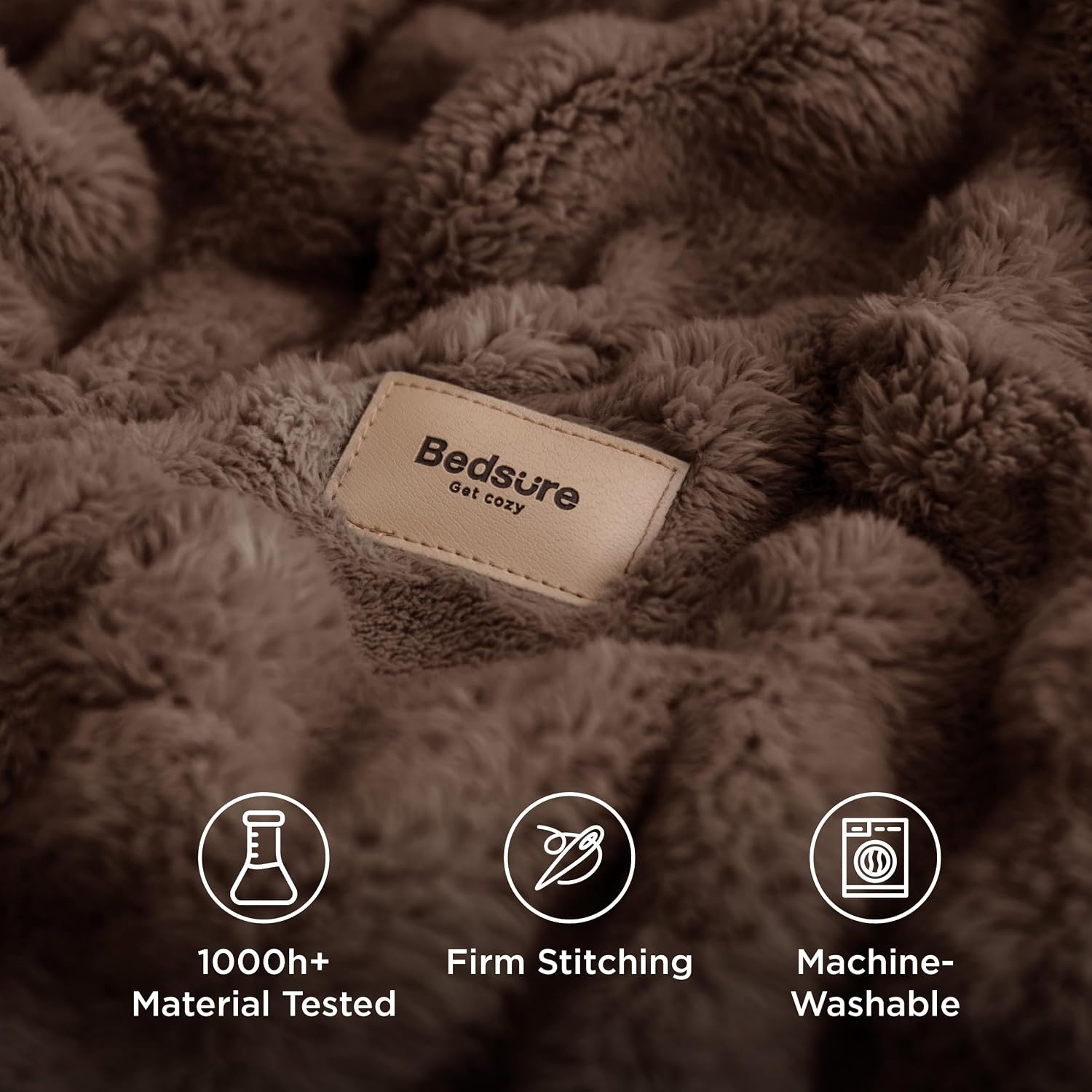 image:imageBedsure 3D Fleece Bubble Blankets for Couch Cute Pink Throw Blanket for Sofa Bedroom Decor Luxury Soft Cozy Pink Birthday Gifts for Women Girls Lightweight Light Pink 5060Brown