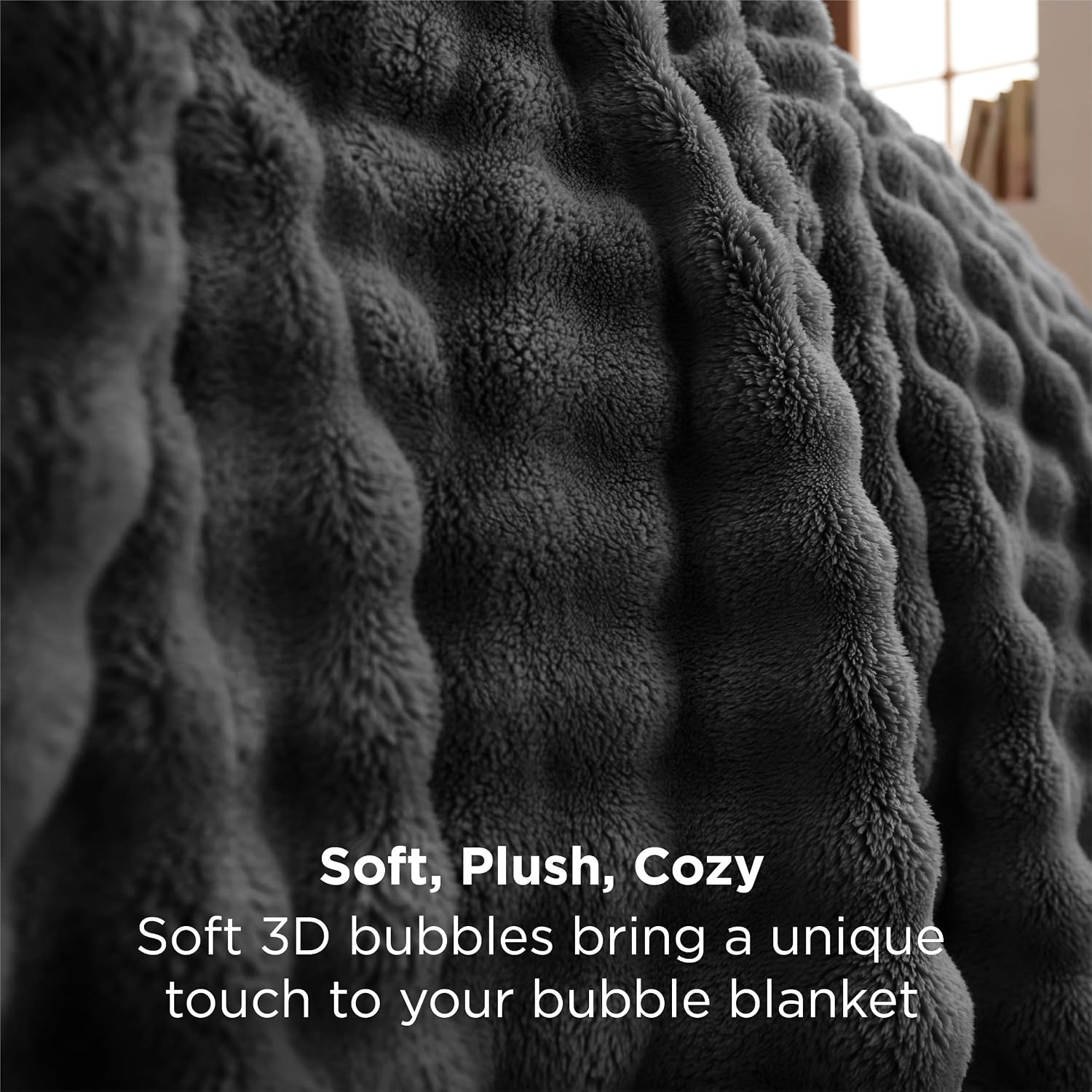 image:imageBedsure 3D Fleece Bubble Blankets for Couch Cute Pink Throw Blanket for Sofa Bedroom Decor Luxury Soft Cozy Pink Birthday Gifts for Women Girls Lightweight Light Pink 5060Dark Grey