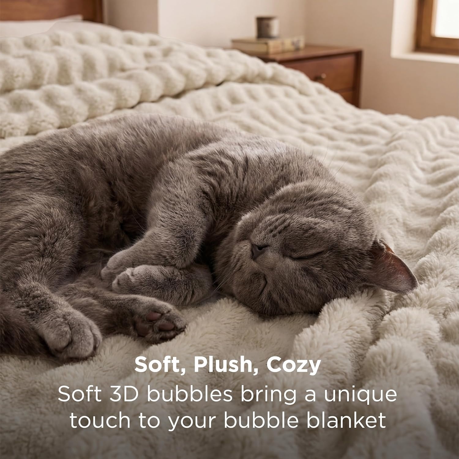 image:imageBedsure 3D Fleece Bubble Blankets for Couch Cute Pink Throw Blanket for Sofa Bedroom Decor Luxury Soft Cozy Pink Birthday Gifts for Women Girls Lightweight Light Pink 506004 Beige
