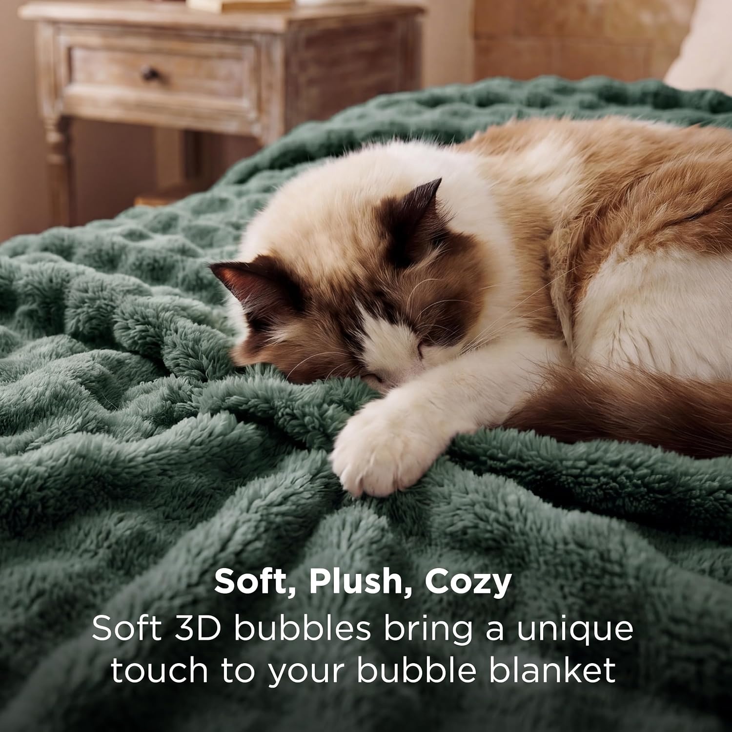 image:imageBedsure 3D Fleece Bubble Blankets for Couch Cute Pink Throw Blanket for Sofa Bedroom Decor Luxury Soft Cozy Pink Birthday Gifts for Women Girls Lightweight Light Pink 5060Dark Green