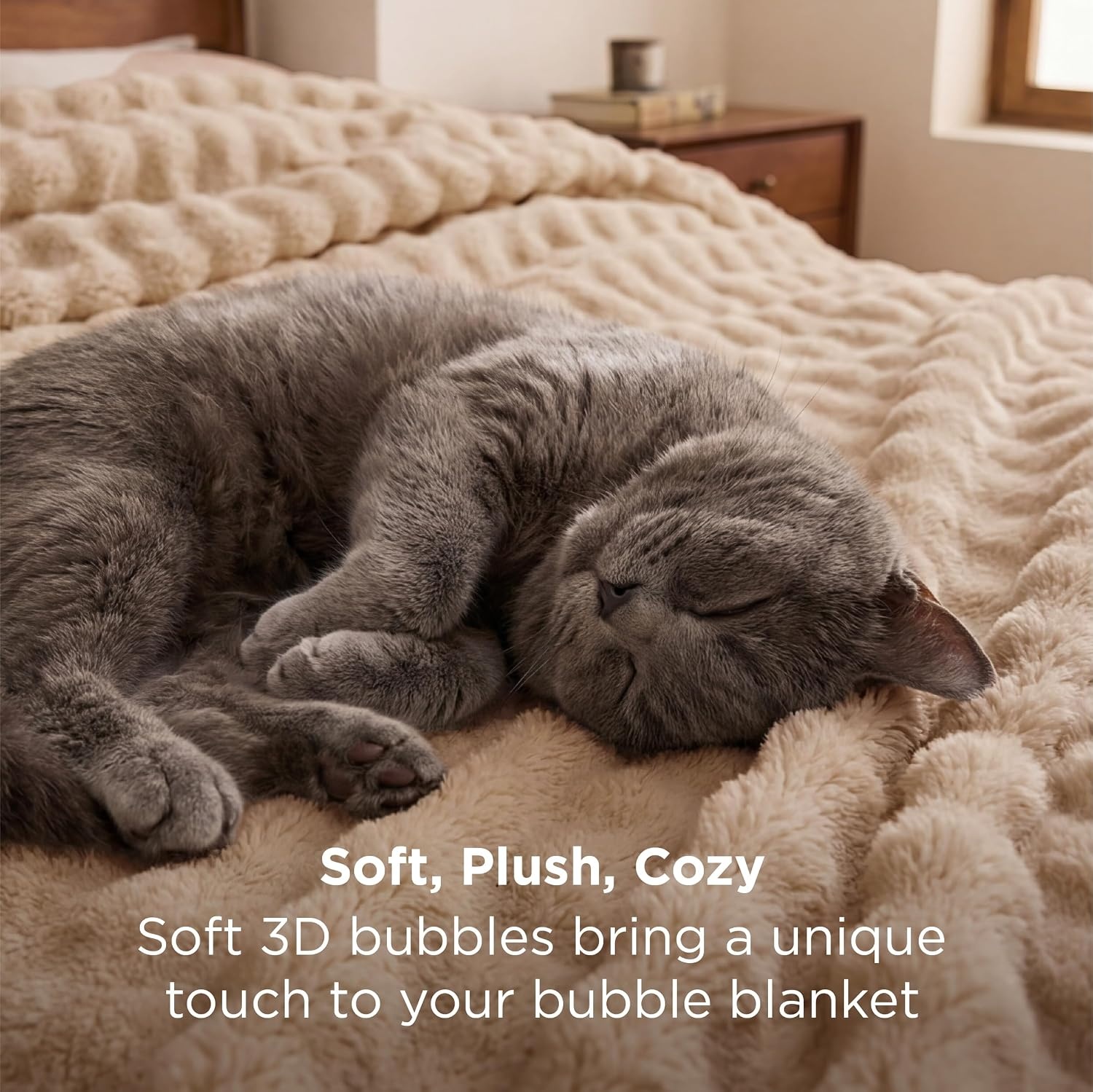 image:imageBedsure 3D Fleece Bubble Blankets for Couch Cute Pink Throw Blanket for Sofa Bedroom Decor Luxury Soft Cozy Pink Birthday Gifts for Women Girls Lightweight Light Pink 5060Khaki