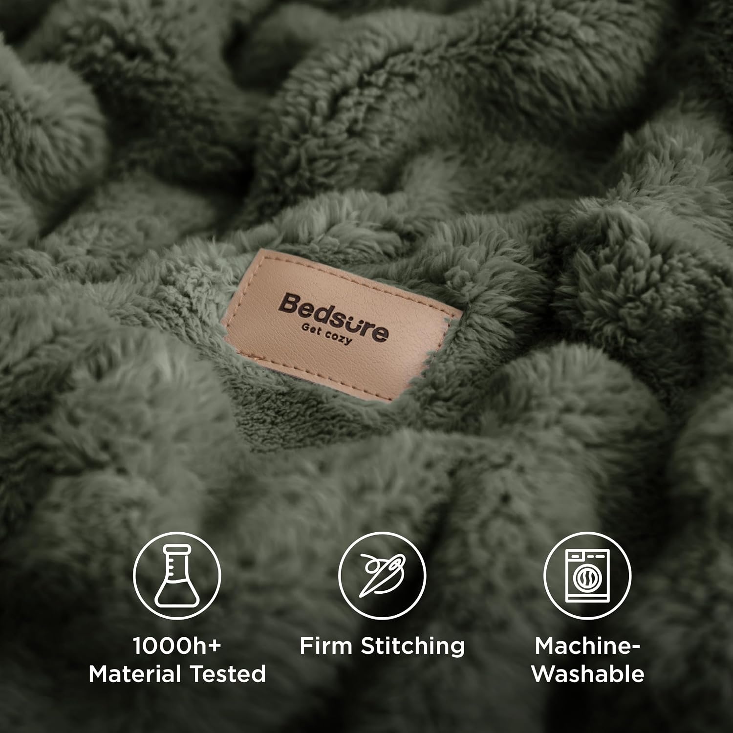 image:imageBedsure 3D Fleece Bubble Blankets for Couch Cute Pink Throw Blanket for Sofa Bedroom Decor Luxury Soft Cozy Pink Birthday Gifts for Women Girls Lightweight Light Pink 5060Olive Green