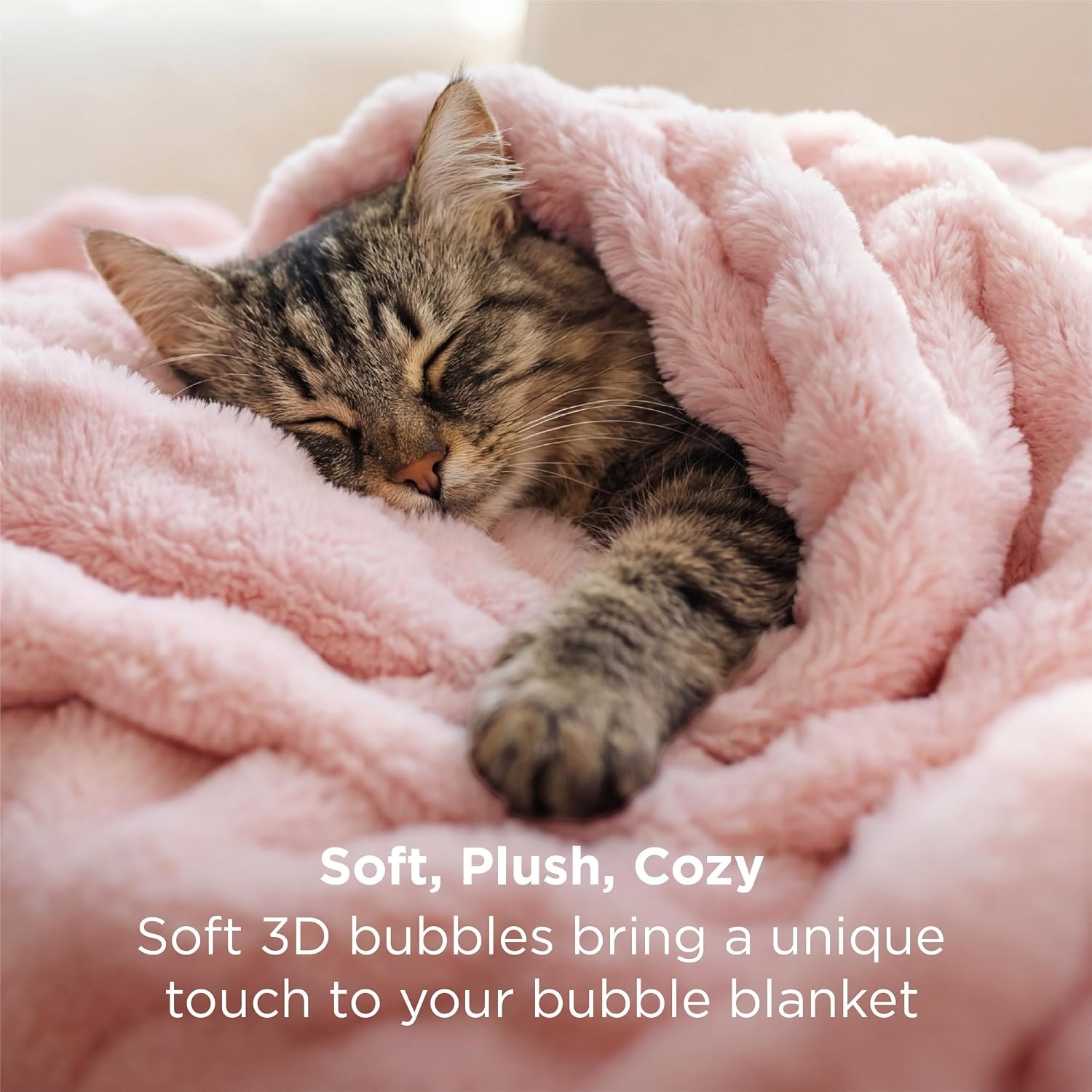 image:imageBedsure 3D Fleece Bubble Blankets for Couch Cute Pink Throw Blanket for Sofa Bedroom Decor Luxury Soft Cozy Pink Birthday Gifts for Women Girls Lightweight Light Pink 5060Pink