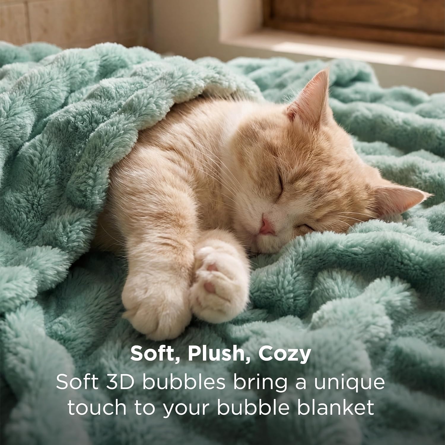 image:imageBedsure 3D Fleece Bubble Blankets for Couch Cute Pink Throw Blanket for Sofa Bedroom Decor Luxury Soft Cozy Pink Birthday Gifts for Women Girls Lightweight Light Pink 506005 Sage Green