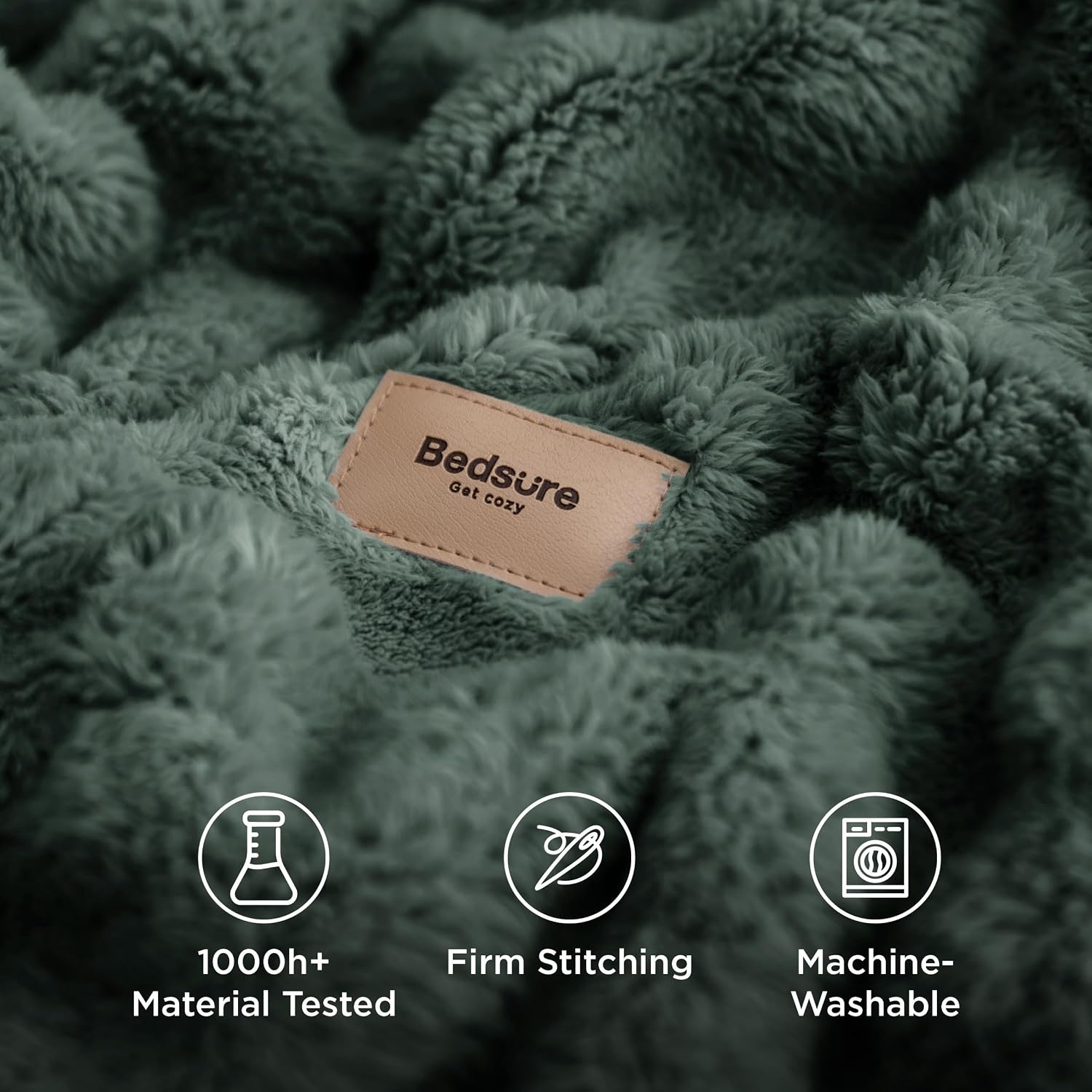 image:imageBedsure 3D Fleece Bubble Blankets for Couch Cute Pink Throw Blanket for Sofa Bedroom Decor Luxury Soft Cozy Pink Birthday Gifts for Women Girls Lightweight Light Pink 5060Dark Green