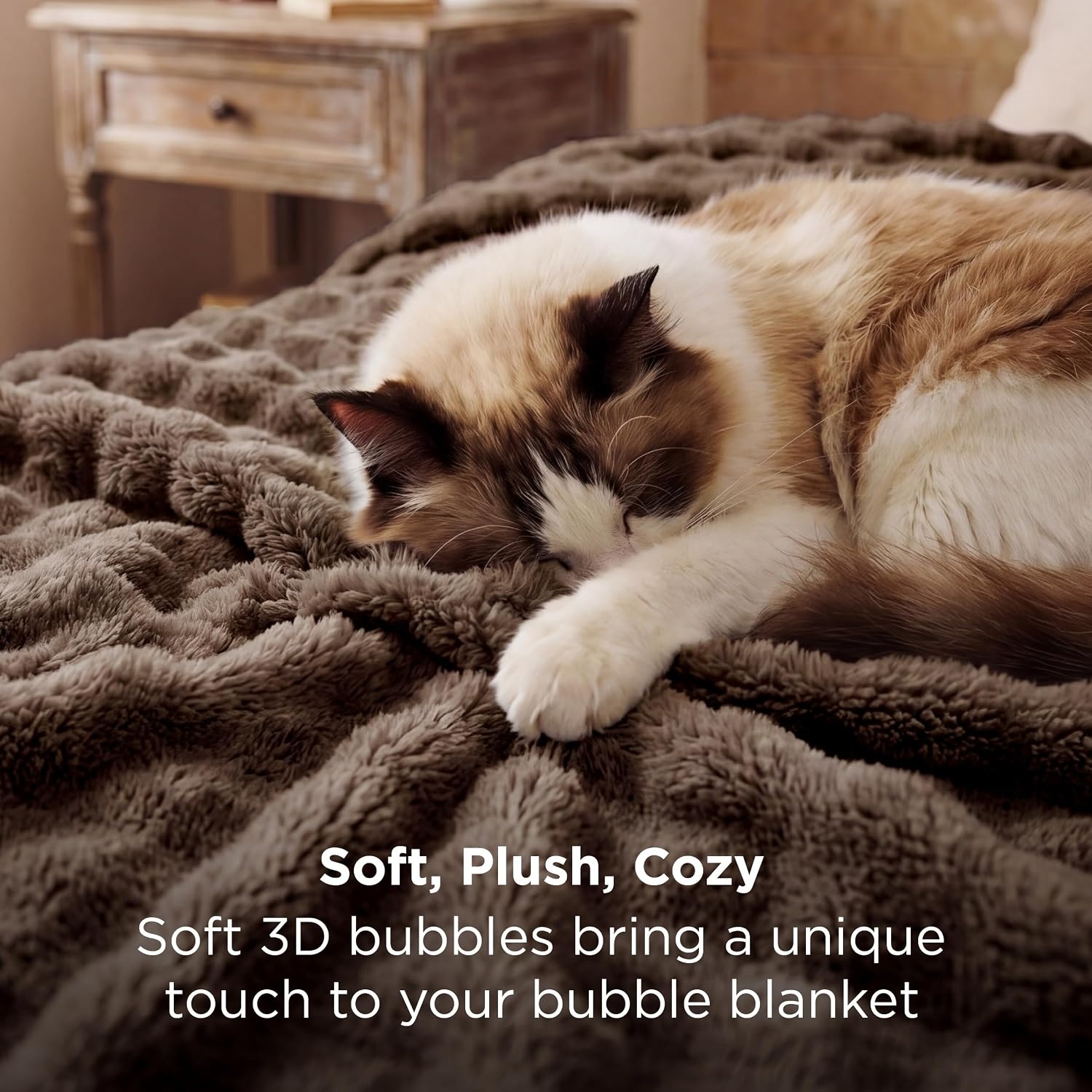 image:imageBedsure 3D Fleece Bubble Blankets for Couch Cute Pink Throw Blanket for Sofa Bedroom Decor Luxury Soft Cozy Pink Birthday Gifts for Women Girls Lightweight Light Pink 5060Brown