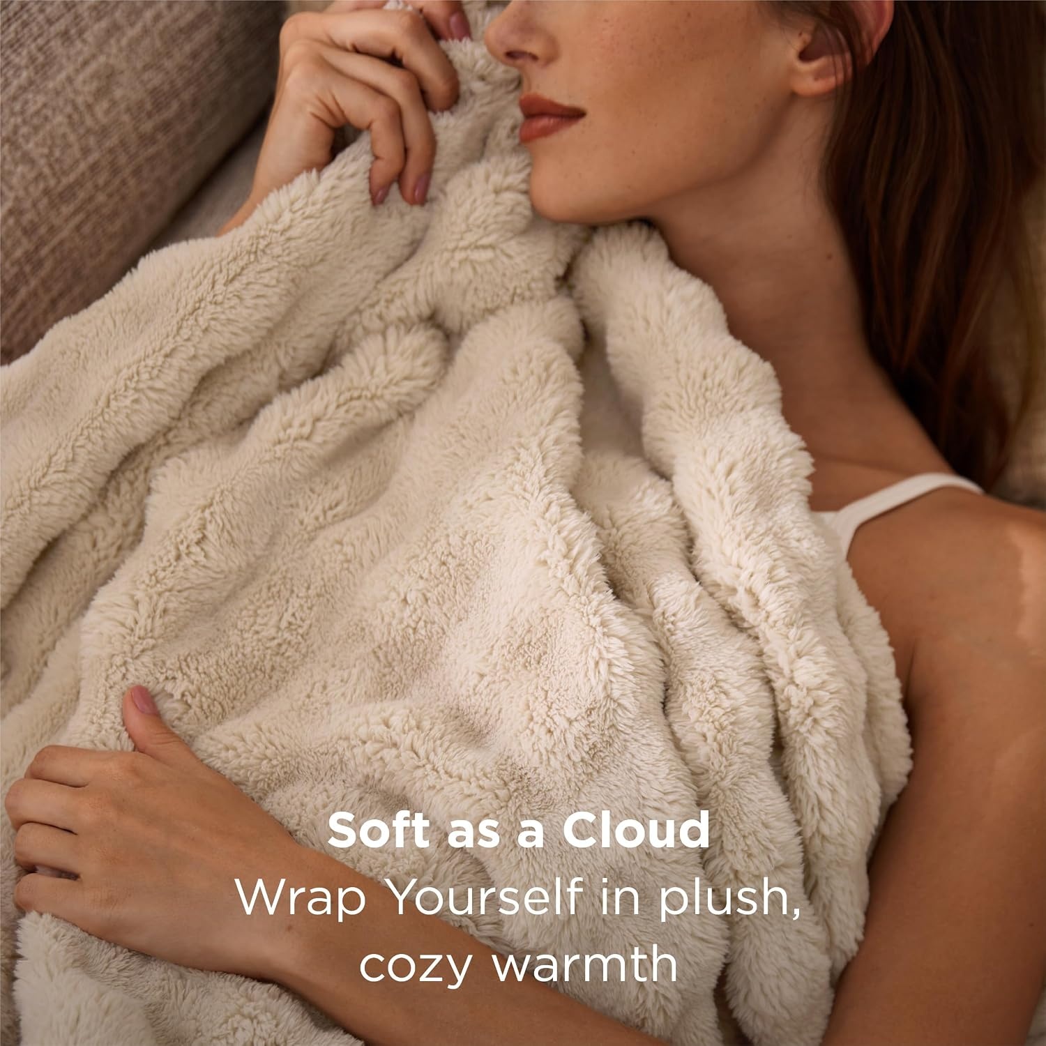 image:imageBedsure 3D Fleece Bubble Blankets for Couch Cute Pink Throw Blanket for Sofa Bedroom Decor Luxury Soft Cozy Pink Birthday Gifts for Women Girls Lightweight Light Pink 506004 Beige
