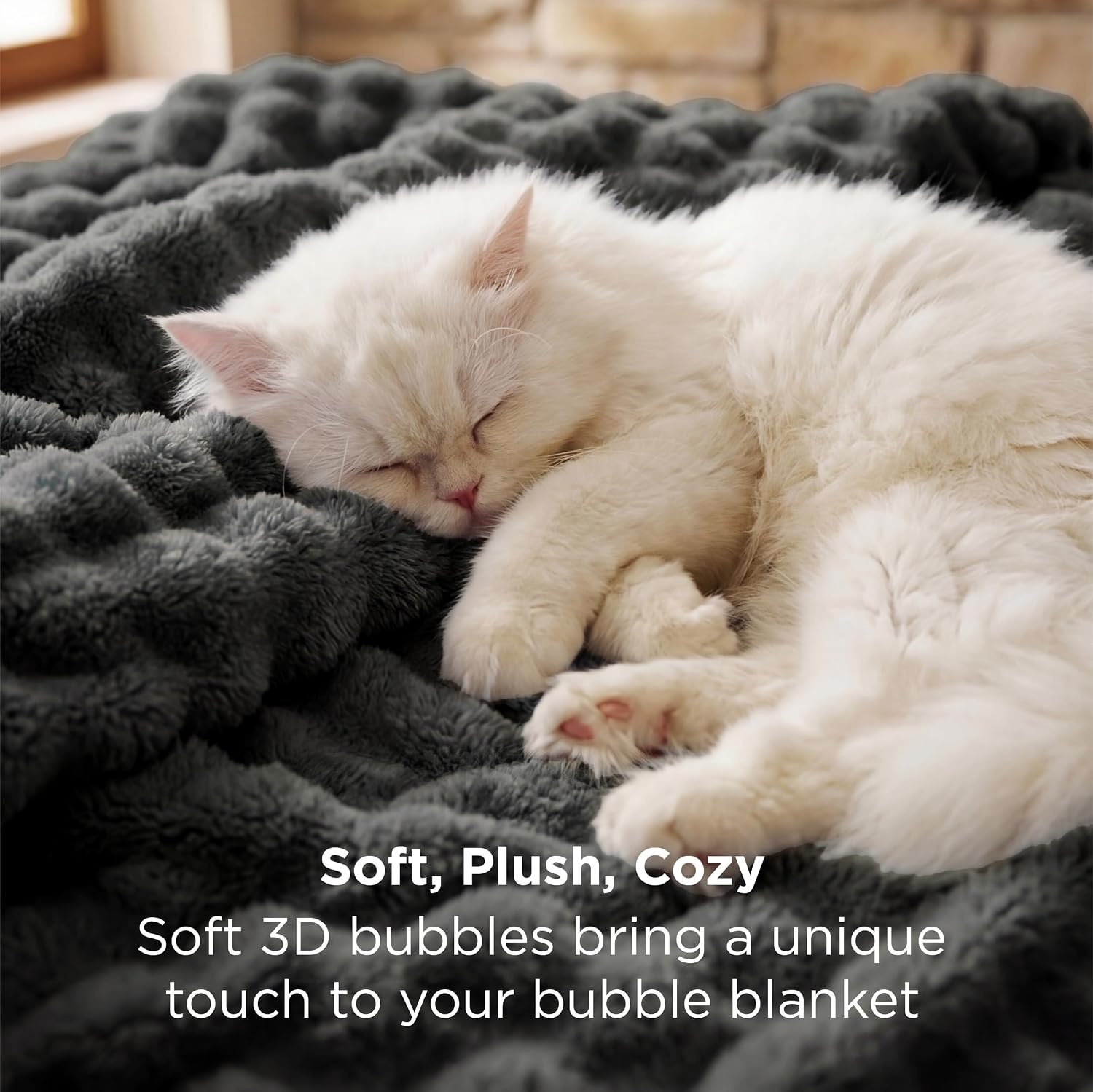 image:imageBedsure 3D Fleece Bubble Blankets for Couch Cute Pink Throw Blanket for Sofa Bedroom Decor Luxury Soft Cozy Pink Birthday Gifts for Women Girls Lightweight Light Pink 5060Dark Grey