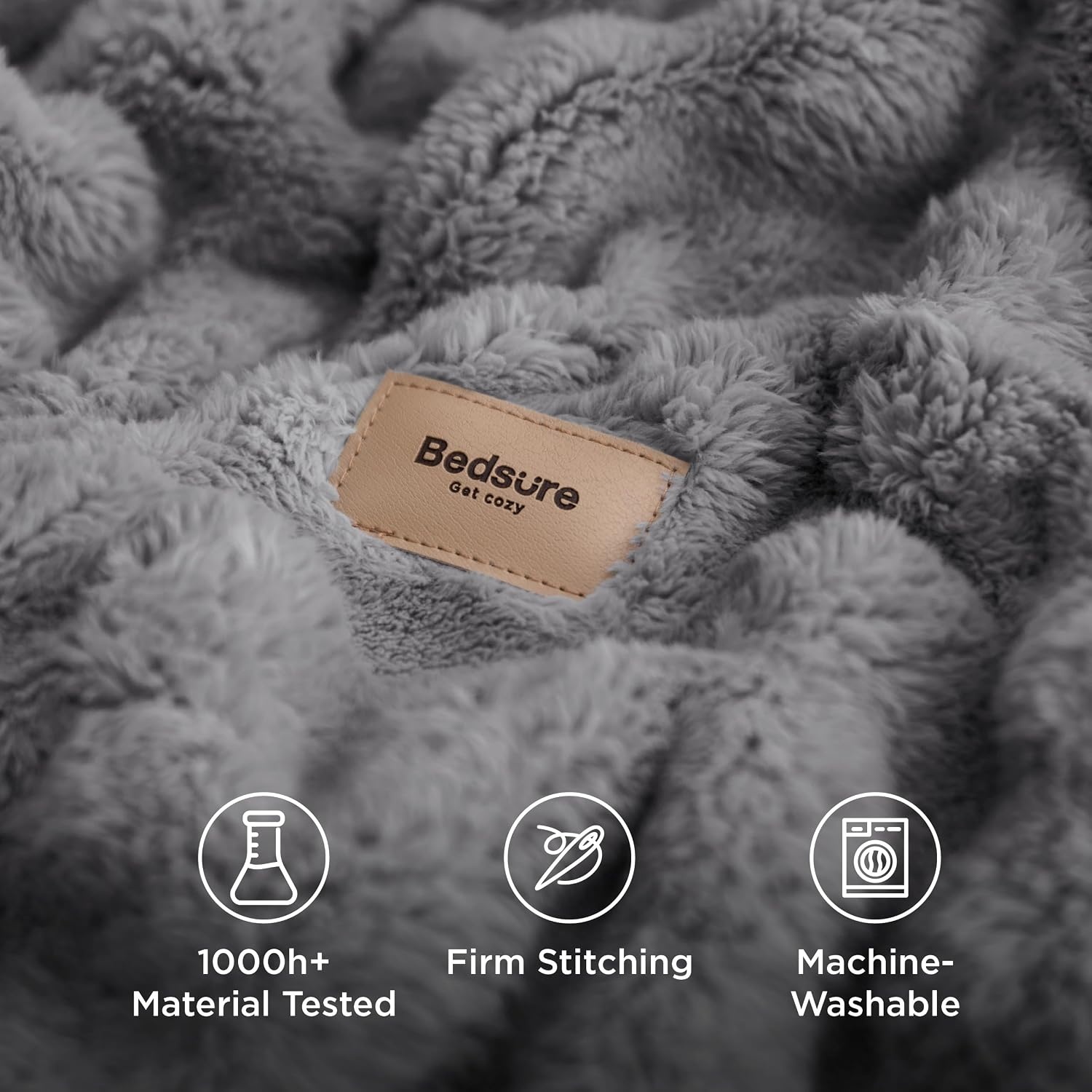 image:imageBedsure 3D Fleece Bubble Blankets for Couch Cute Pink Throw Blanket for Sofa Bedroom Decor Luxury Soft Cozy Pink Birthday Gifts for Women Girls Lightweight Light Pink 506007 Grey