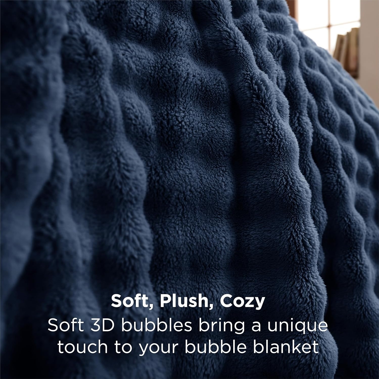 image:imageBedsure 3D Fleece Bubble Blankets for Couch Cute Pink Throw Blanket for Sofa Bedroom Decor Luxury Soft Cozy Pink Birthday Gifts for Women Girls Lightweight Light Pink 5060Navy Blue