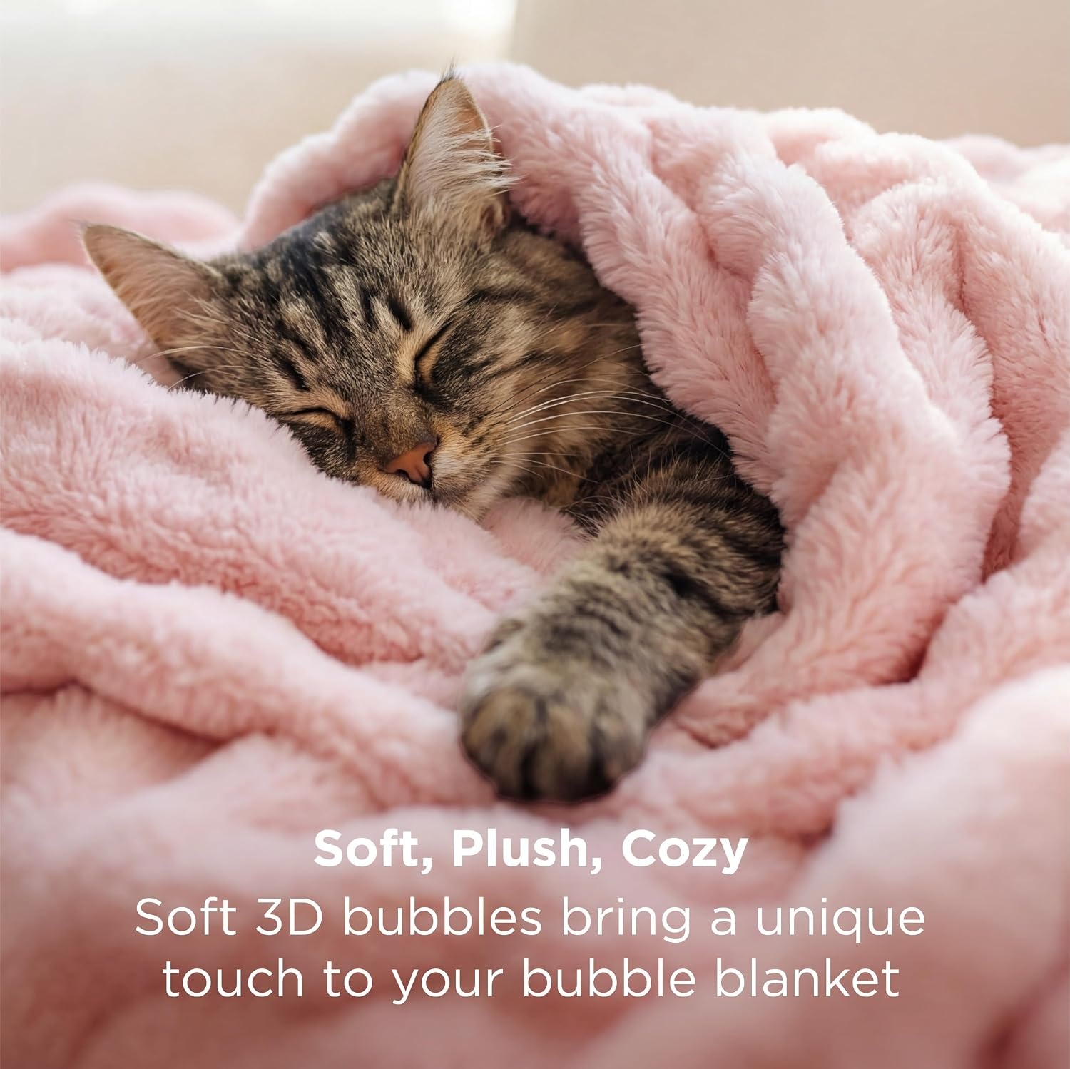 image:imageBedsure 3D Fleece Bubble Blankets for Couch Cute Pink Throw Blanket for Sofa Bedroom Decor Luxury Soft Cozy Pink Birthday Gifts for Women Girls Lightweight Light Pink 5060Pink