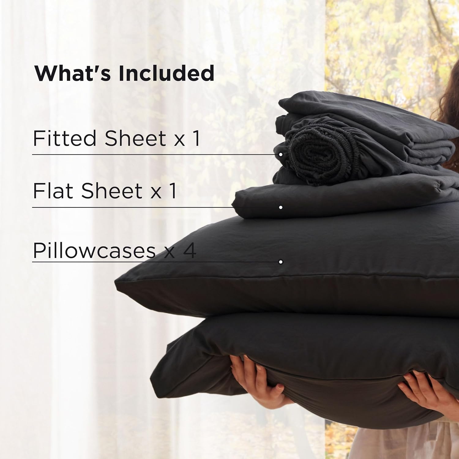 image:imageBedsure Deep Pocket Queen Sheets 6 Piece Prewashed UltraSoft 18inch Extra Deep Pocket Breathable Secure Fit Hotel Luxury Bedding Dual Side Pockets Fade Resistant For Air MattressBlack