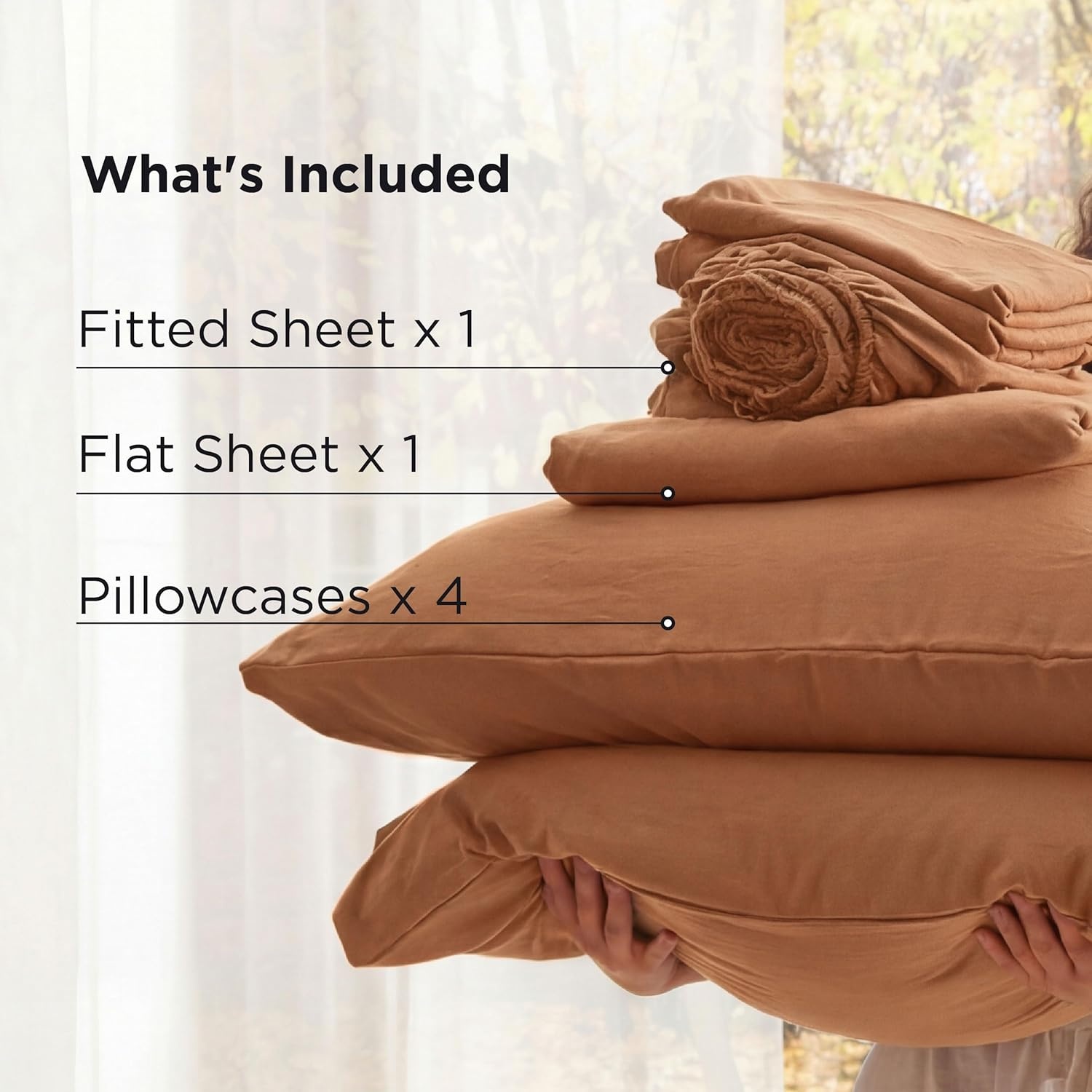 image:imageBedsure Deep Pocket Queen Sheets 6 Piece Prewashed UltraSoft 18inch Extra Deep Pocket Breathable Secure Fit Hotel Luxury Bedding Dual Side Pockets Fade Resistant For Air MattressOrange