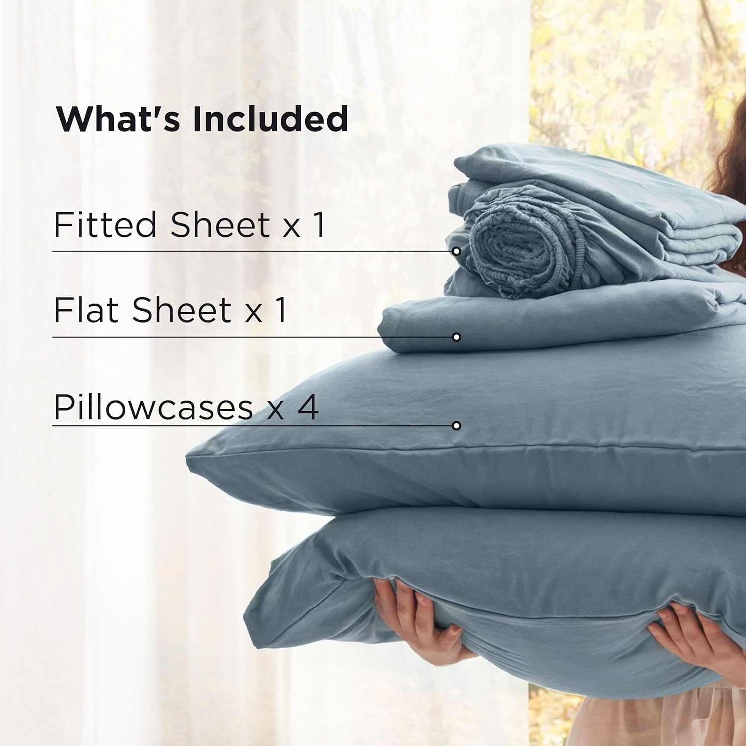 image:imageBedsure Deep Pocket Queen Sheets 6 Piece Prewashed UltraSoft 18inch Extra Deep Pocket Breathable Secure Fit Hotel Luxury Bedding Dual Side Pockets Fade Resistant For Air MattressDusty Blue