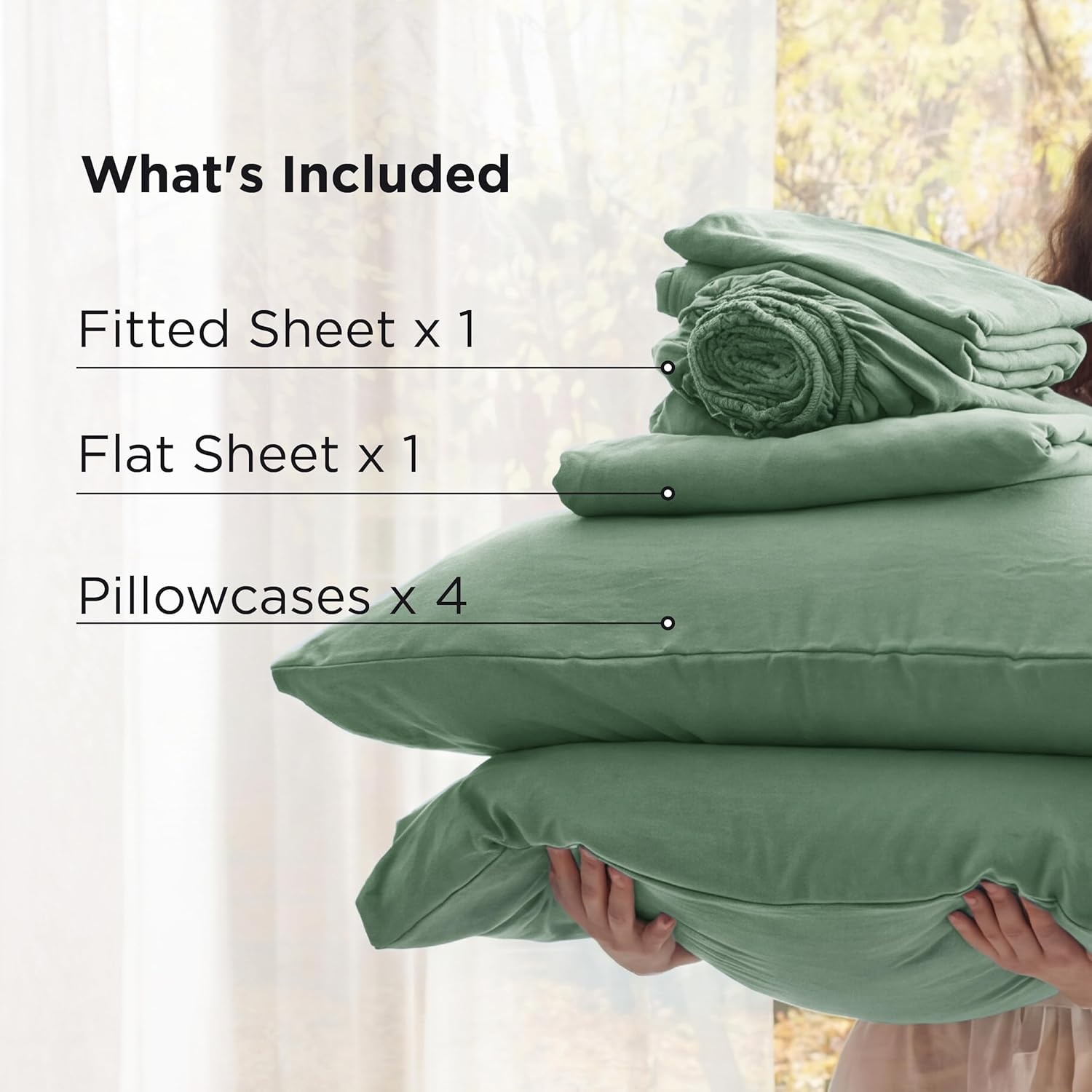 image:imageBedsure Deep Pocket Queen Sheets 6 Piece Prewashed UltraSoft 18inch Extra Deep Pocket Breathable Secure Fit Hotel Luxury Bedding Dual Side Pockets Fade Resistant For Air MattressSage Green