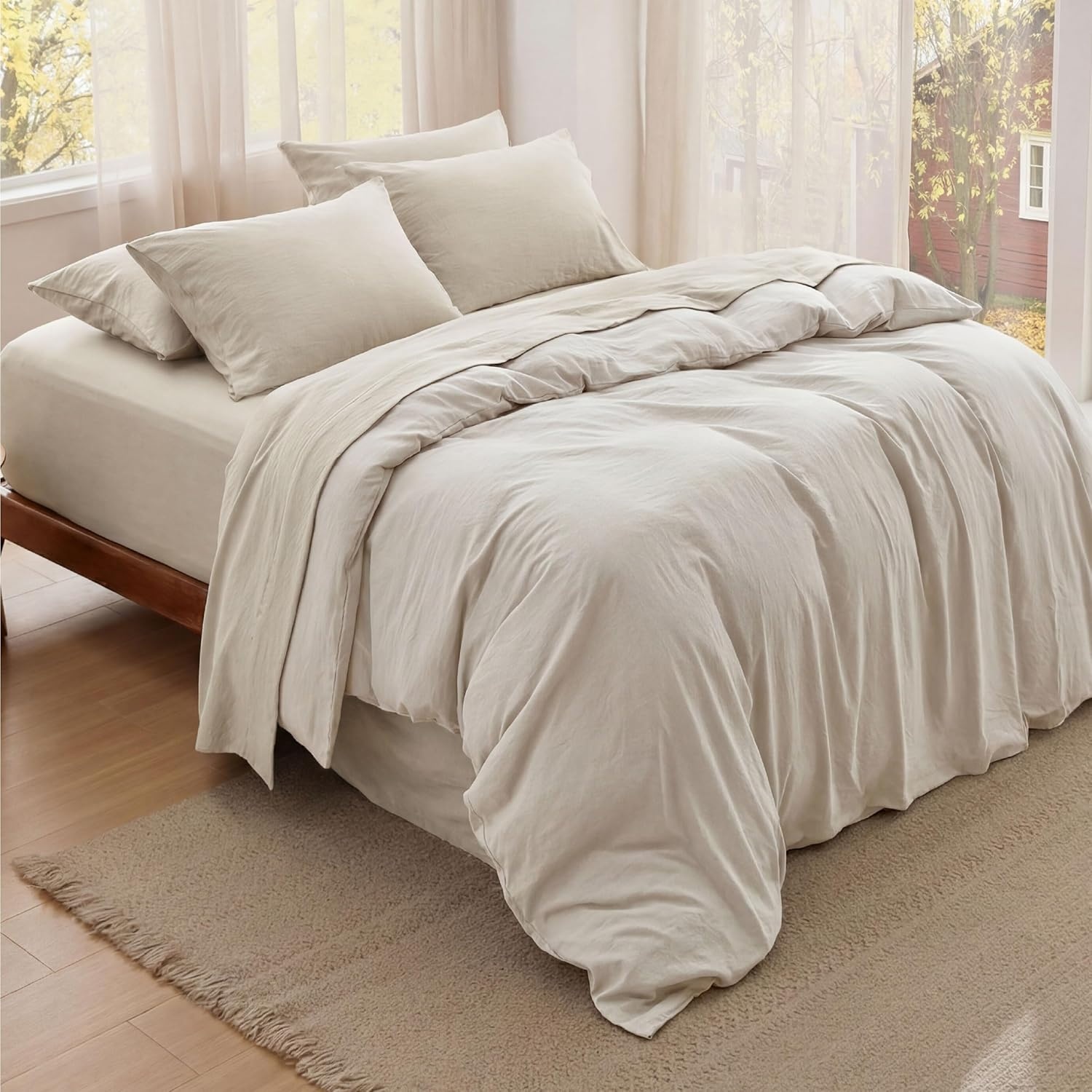 image:imageBedsure Deep Pocket Queen Sheets 6 Piece Prewashed UltraSoft 18inch Extra Deep Pocket Breathable Secure Fit Hotel Luxury Bedding Dual Side Pockets Fade Resistant For Air MattressLinen