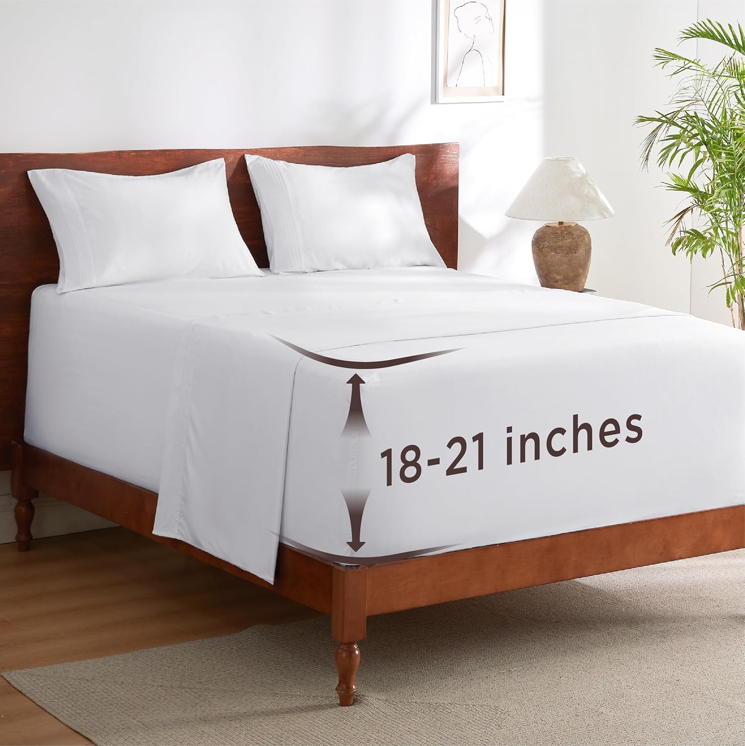 image:imageBedsure Deep Pocket Queen Sheets Set Fits Mattresses Up to 21 Inches Thick 4 Piece GentleSoft Bed Sheets Moisture Wicking Soft amp Cooling Bedsheet amp Pillowcases Easy amp Secure Fit Linen02 White