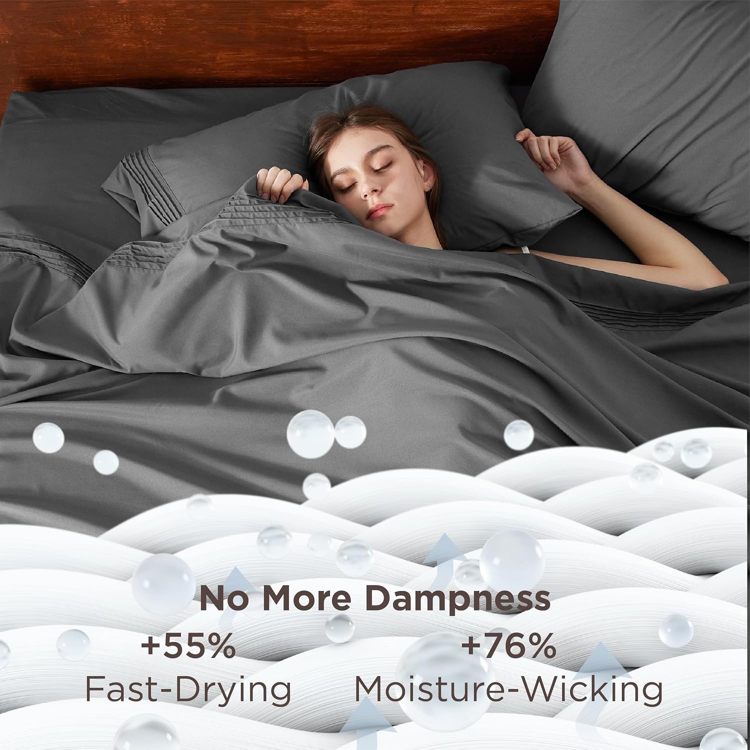 image:imageBedsure Deep Pocket Queen Sheets Set Fits Mattresses Up to 21 Inches Thick 4 Piece GentleSoft Bed Sheets Moisture Wicking Soft amp Cooling Bedsheet amp Pillowcases Easy amp Secure Fit Linen03 Dark Grey