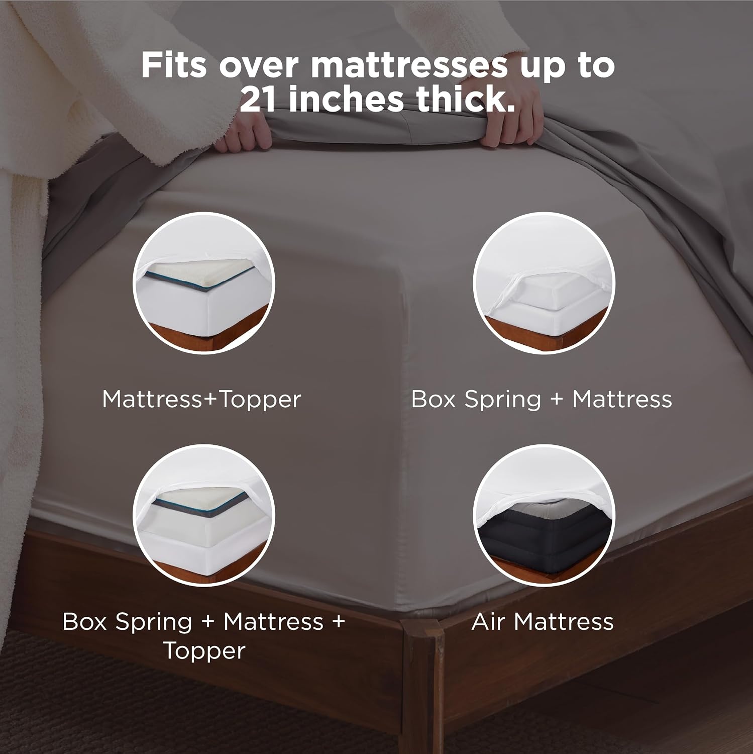 image:imageBedsure Deep Pocket Queen Sheets Set Fits Mattresses Up to 21 Inches Thick 4 Piece GentleSoft Bed Sheets Moisture Wicking Soft amp Cooling Bedsheet amp Pillowcases Easy amp Secure Fit Linen02 White