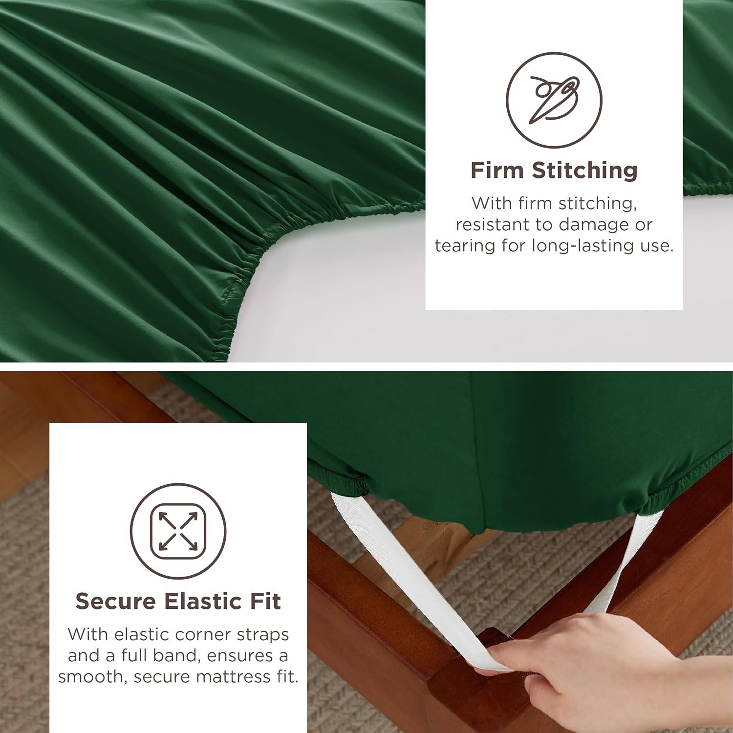 image:imageBedsure Deep Pocket Queen Sheets Set Fits Mattresses Up to 21 Inches Thick 4 Piece GentleSoft Bed Sheets Moisture Wicking Soft amp Cooling Bedsheet amp Pillowcases Easy amp Secure Fit LinenEmerald Green