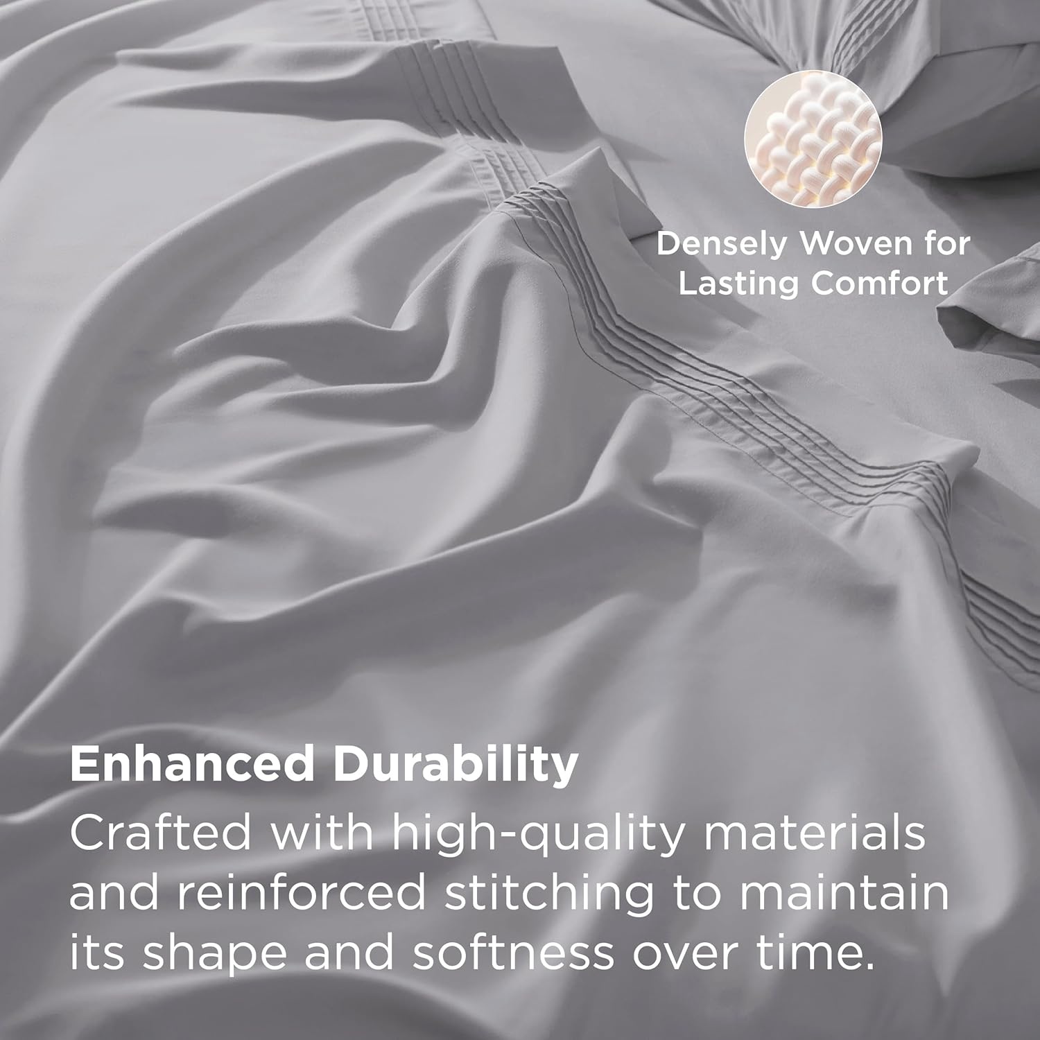 image:imageBedsure Deep Pocket Queen Sheets Set Fits Mattresses Up to 21 Inches Thick 4 Piece GentleSoft Bed Sheets Moisture Wicking Soft amp Cooling Bedsheet amp Pillowcases Easy amp Secure Fit Linen01 Light Grey