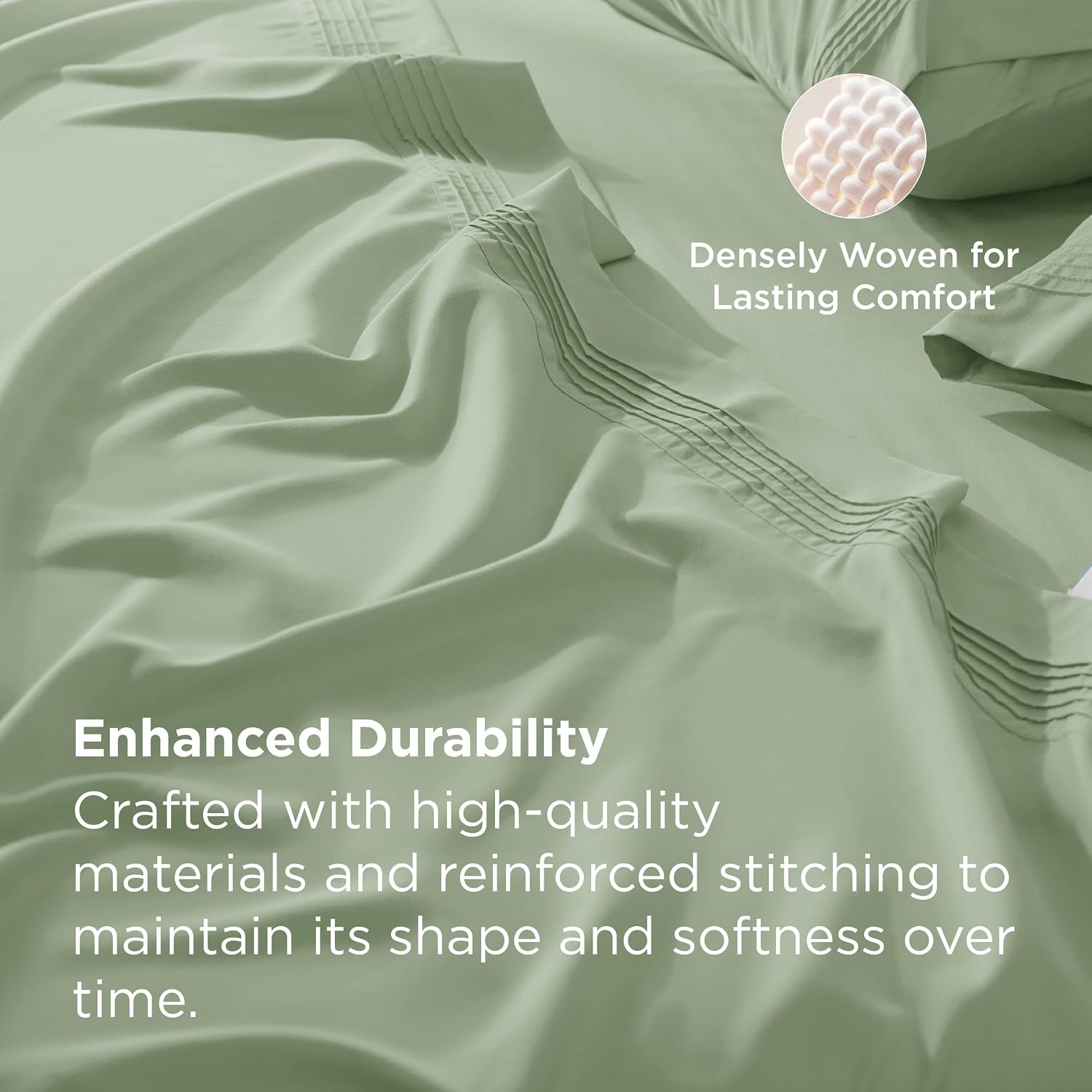 image:imageBedsure Deep Pocket Queen Sheets Set Fits Mattresses Up to 21 Inches Thick 4 Piece GentleSoft Bed Sheets Moisture Wicking Soft amp Cooling Bedsheet amp Pillowcases Easy amp Secure Fit Linen05 Light Green