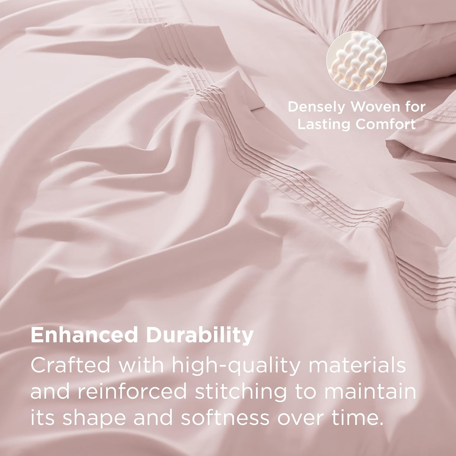 image:imageBedsure Deep Pocket Queen Sheets Set Fits Mattresses Up to 21 Inches Thick 4 Piece GentleSoft Bed Sheets Moisture Wicking Soft amp Cooling Bedsheet amp Pillowcases Easy amp Secure Fit Linen13 Blush Pink