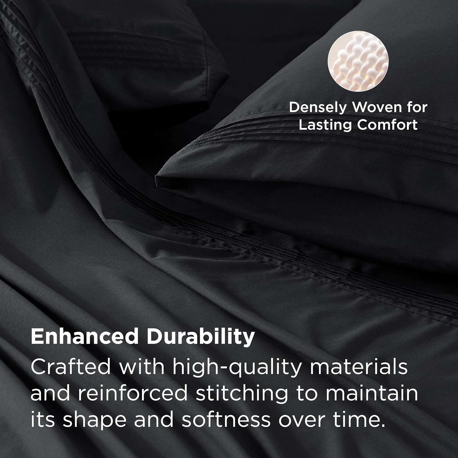 image:imageBedsure Deep Pocket Queen Sheets Set Fits Mattresses Up to 21 Inches Thick 4 Piece GentleSoft Bed Sheets Moisture Wicking Soft amp Cooling Bedsheet amp Pillowcases Easy amp Secure Fit Linen07 Black