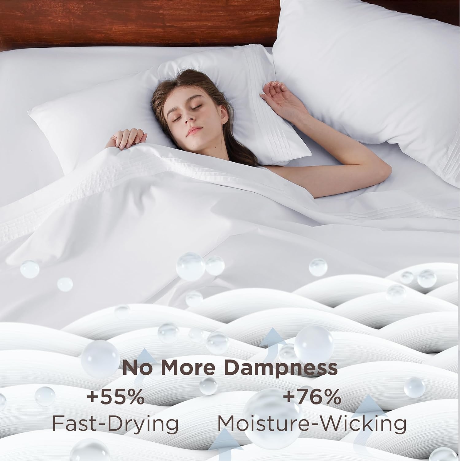 image:imageBedsure Deep Pocket Queen Sheets Set Fits Mattresses Up to 21 Inches Thick 4 Piece GentleSoft Bed Sheets Moisture Wicking Soft amp Cooling Bedsheet amp Pillowcases Easy amp Secure Fit Linen02 White