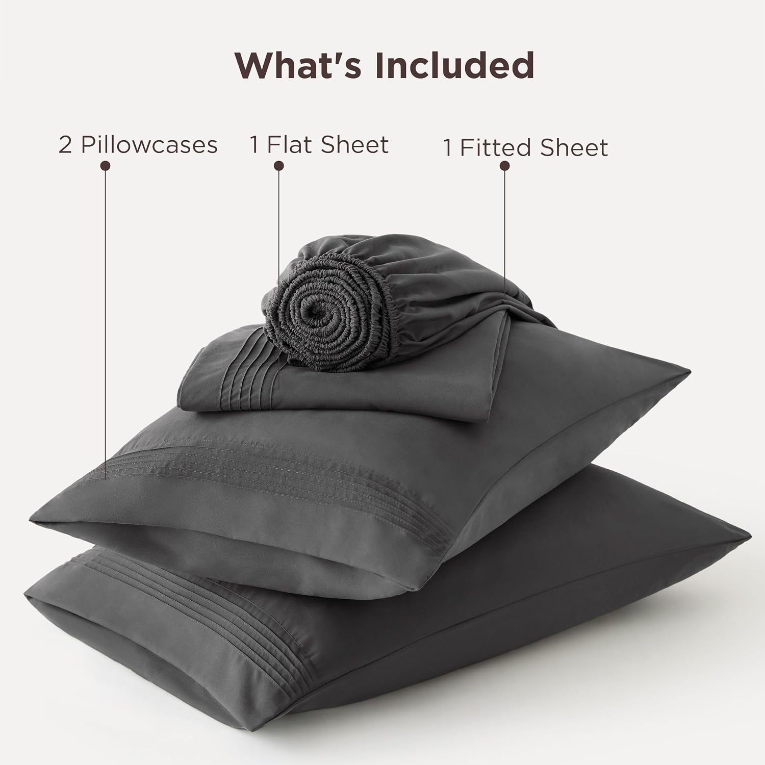 image:imageBedsure Deep Pocket Queen Sheets Set Fits Mattresses Up to 21 Inches Thick 4 Piece GentleSoft Bed Sheets Moisture Wicking Soft amp Cooling Bedsheet amp Pillowcases Easy amp Secure Fit Linen03 Dark Grey