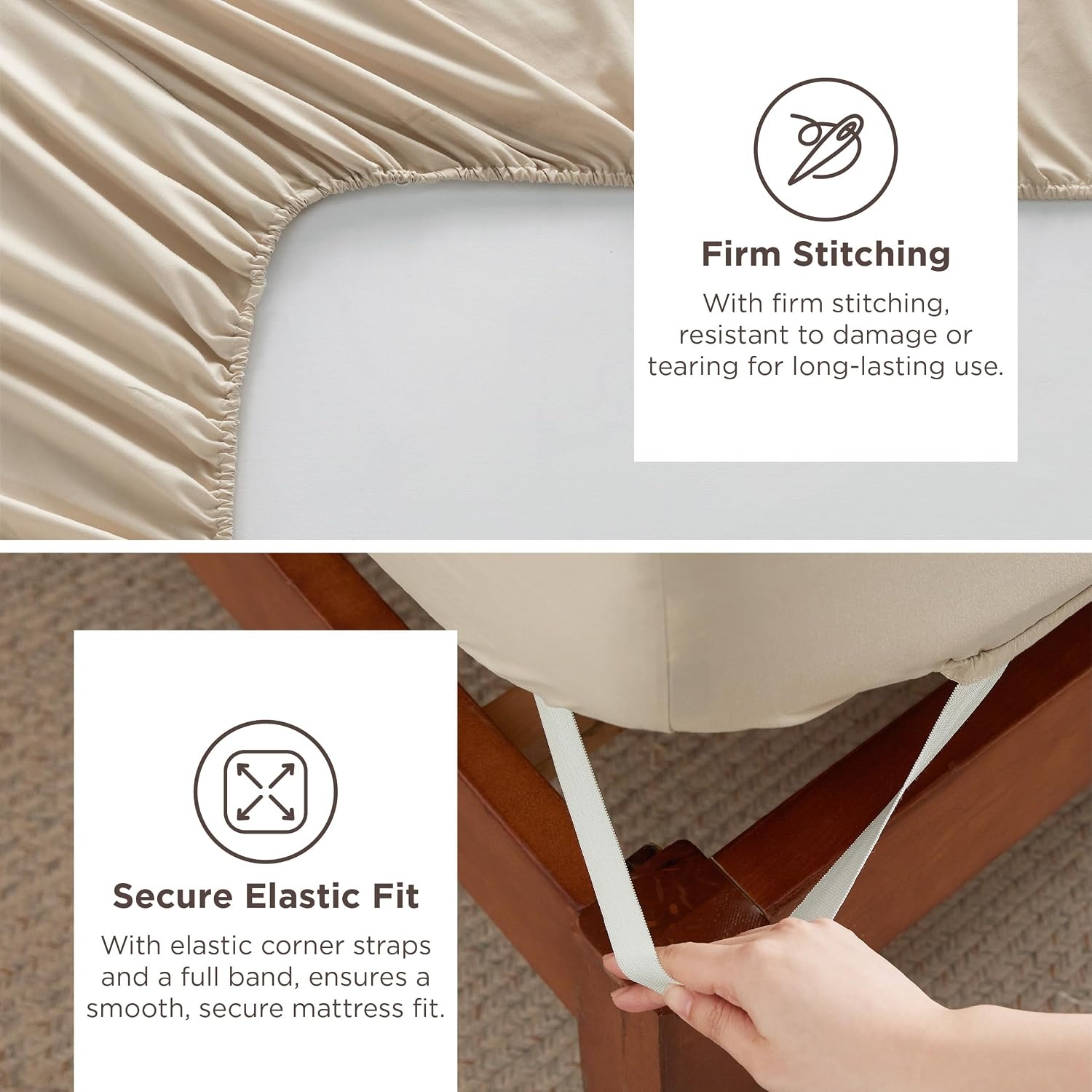 image:imageBedsure Deep Pocket Queen Sheets Set Fits Mattresses Up to 21 Inches Thick 4 Piece GentleSoft Bed Sheets Moisture Wicking Soft amp Cooling Bedsheet amp Pillowcases Easy amp Secure Fit Linen04 Beige