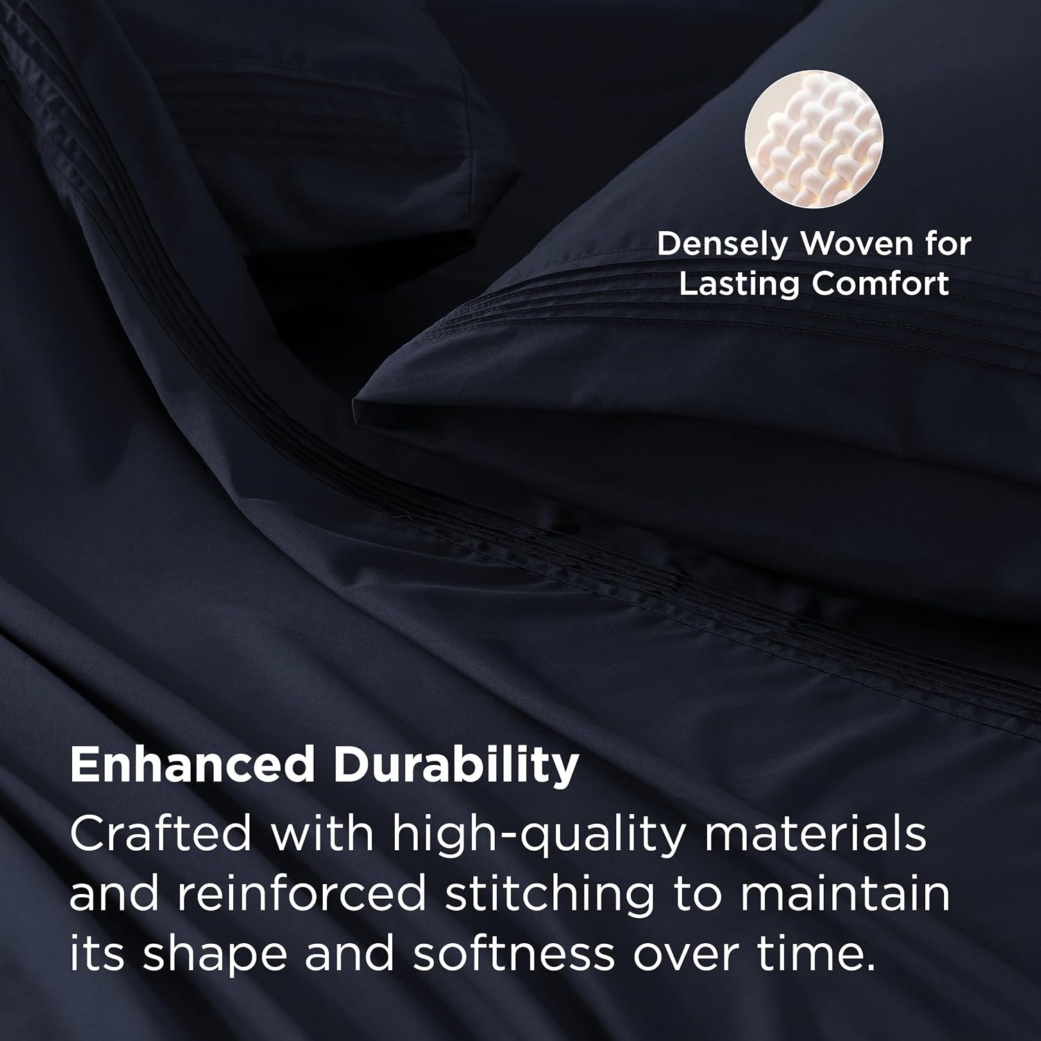 image:imageBedsure Deep Pocket Queen Sheets Set Fits Mattresses Up to 21 Inches Thick 4 Piece GentleSoft Bed Sheets Moisture Wicking Soft amp Cooling Bedsheet amp Pillowcases Easy amp Secure Fit Linen09 Navy